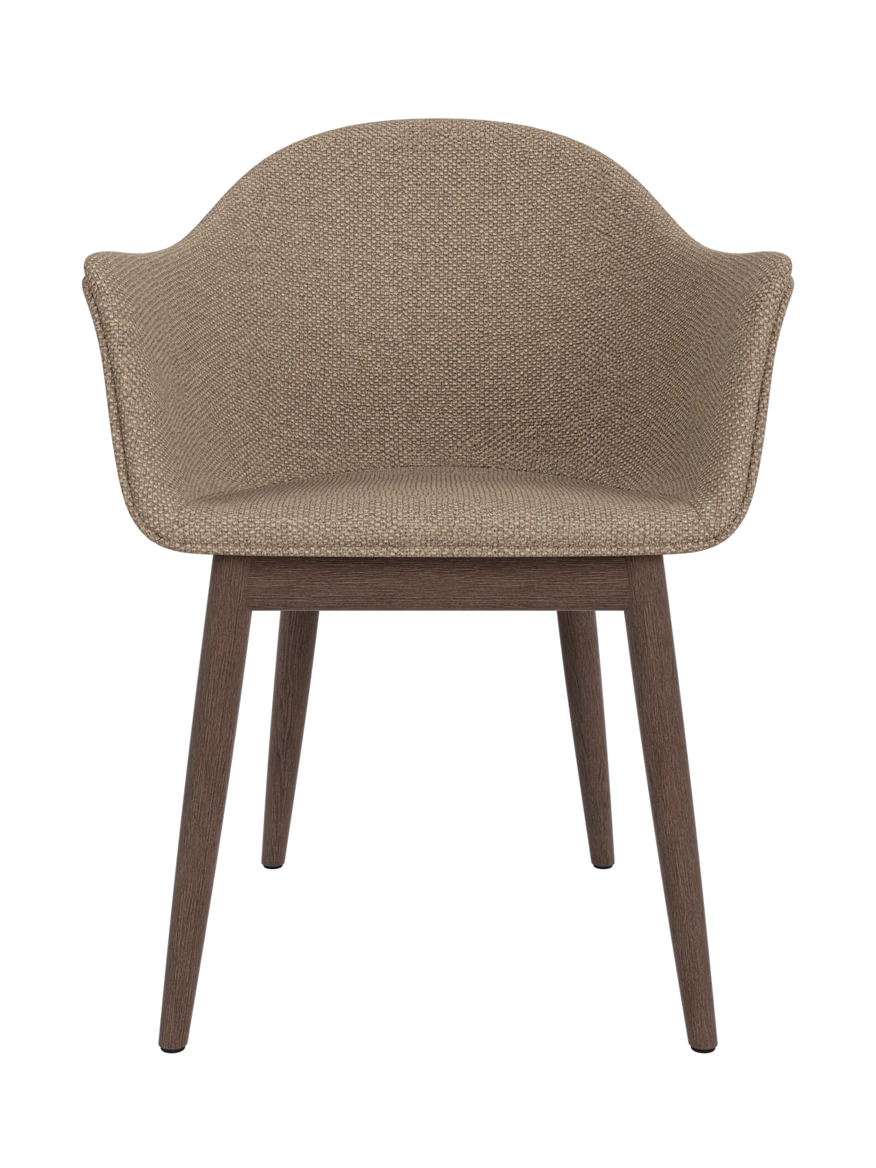 Harbour Dining Chair with Logan Flint upholstery and a dark stained oak wooden base, shown from a front view.