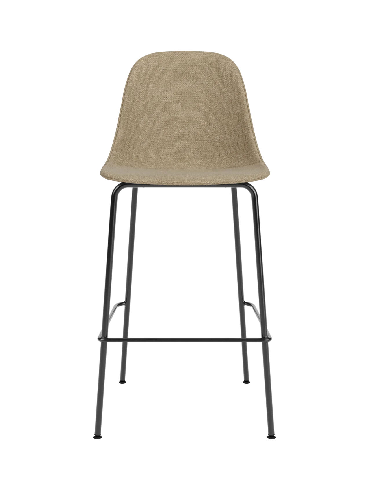 Upholstered Harbour Side Bar Chair in beige Audo Bouclé 02 fabric with a minimalist black steel frame.