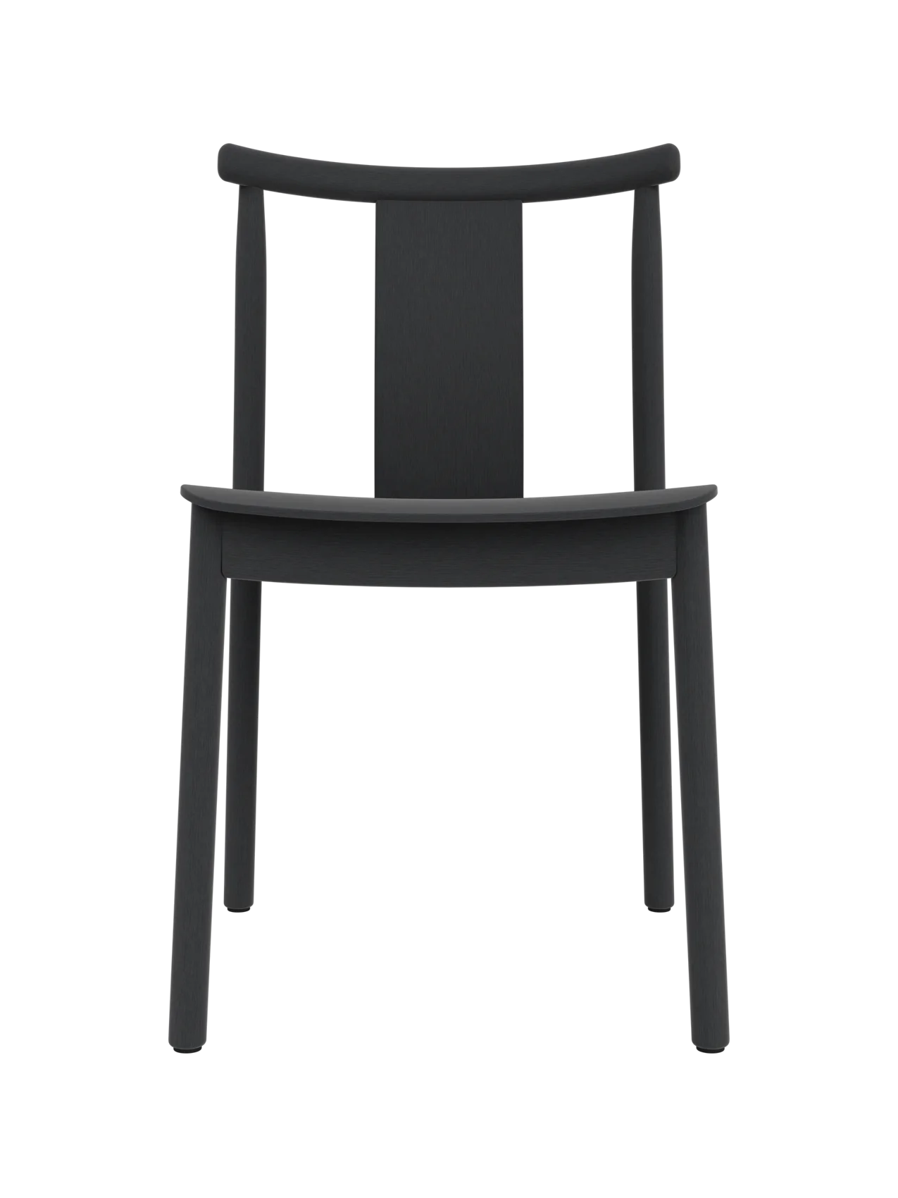 Merkur Dining Chair in black stained oak, featuring a curved backrest and timeless solid wood construction.