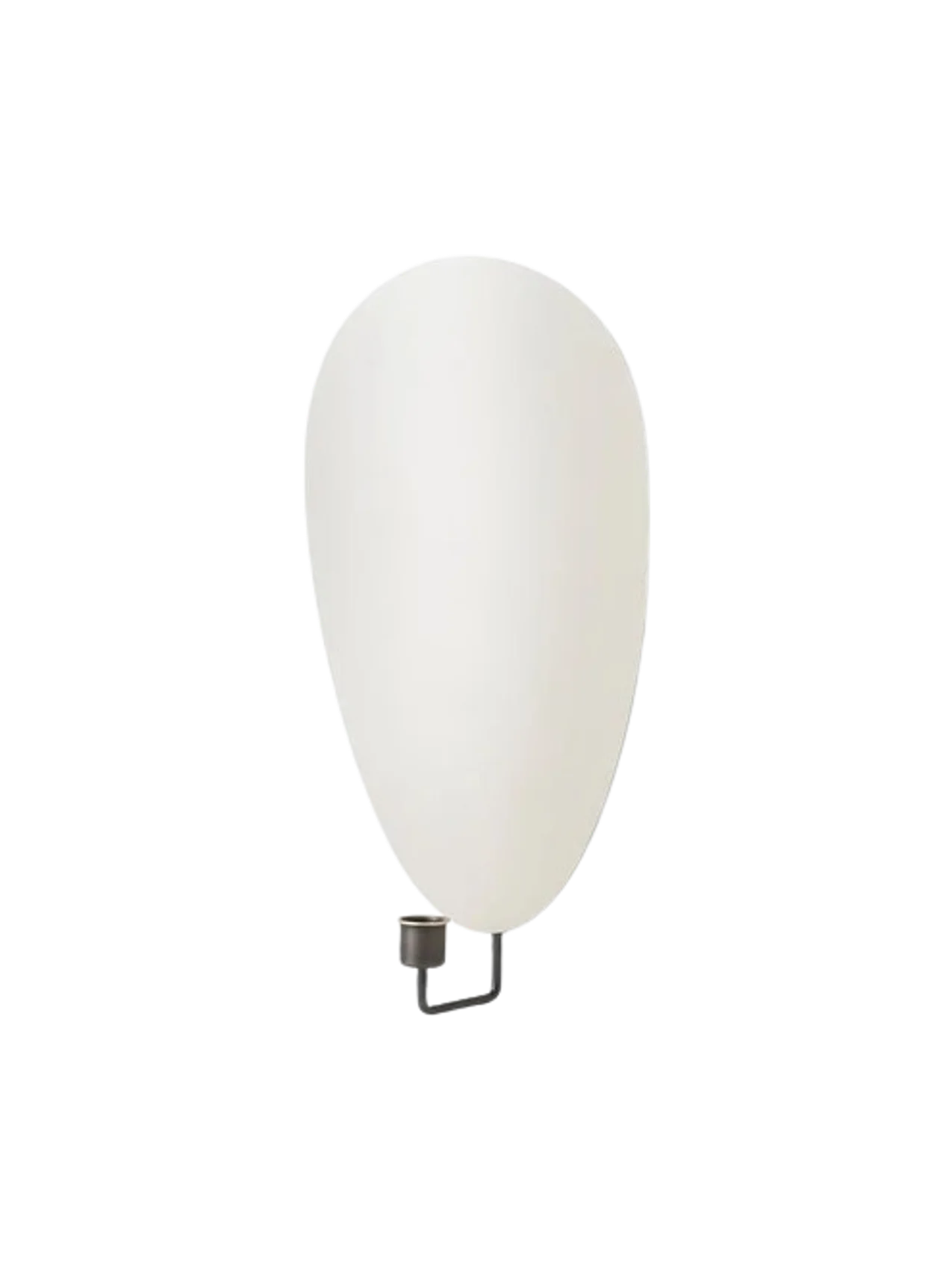 Angled view of the Flambeau Wall Candle Holder, featuring a teardrop-shaped grey reflector and a bronzed brass candle cup.