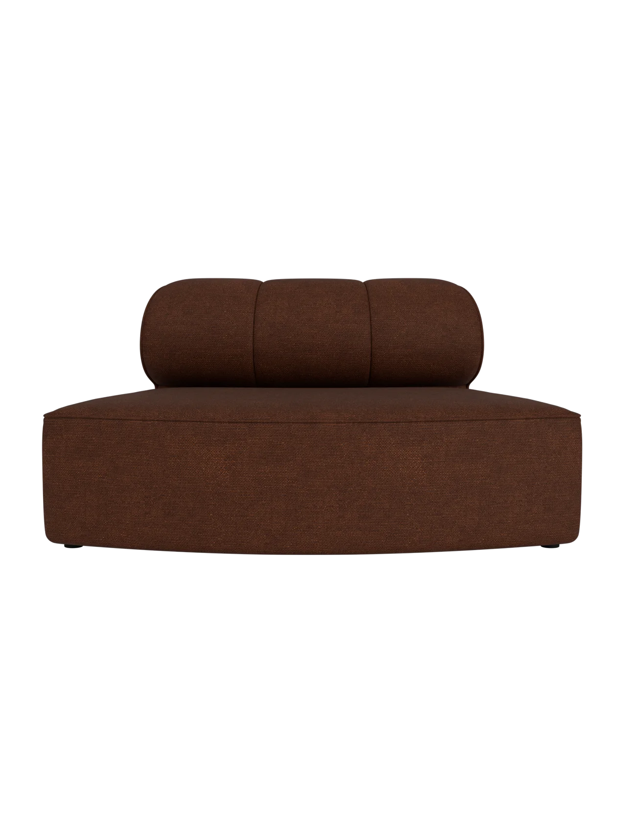 Eave Seamline Modular Sofa 86 Convex Open Section in brown Audo Bouclé 08 fabric, with a curved back and textured finish.