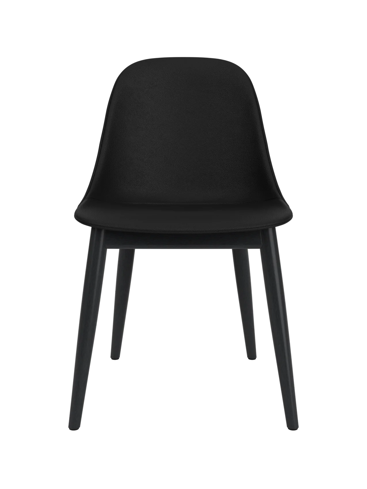 Harbour Side Dining Chair with black Sierra 1001 leather upholstery and a black painted oak wooden base.