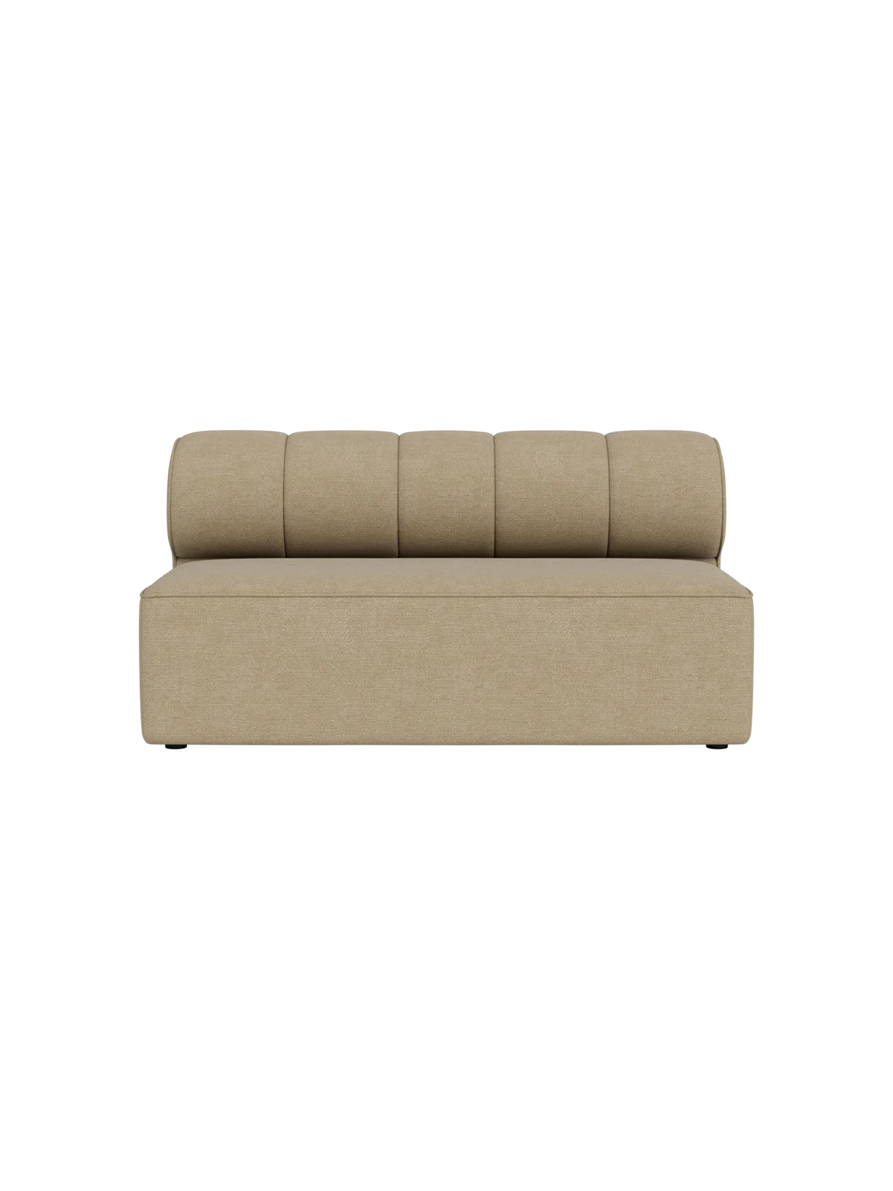 Front view of Eave Seamline Modular Sofa Open Section, upholstered in light beige Audo Bouclé 02 against a black background.