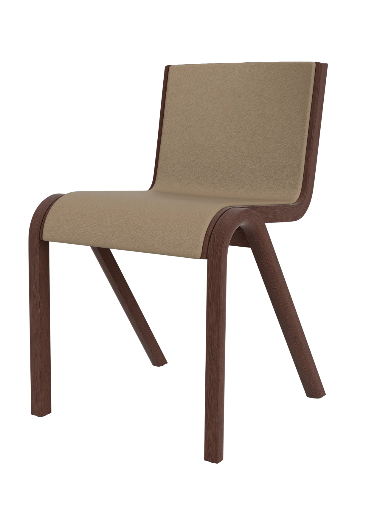Ready Dining Chair in red stained oak with a tan Sierra 1611 upholstered front, featuring a cantilevered frame.