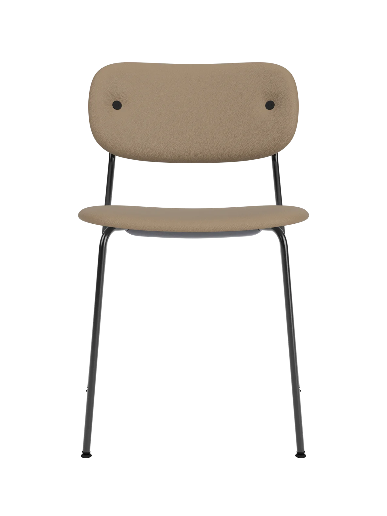 Co Dining Chair with tan Sierra 1611 upholstery and a minimalist black powder-coated steel frame.