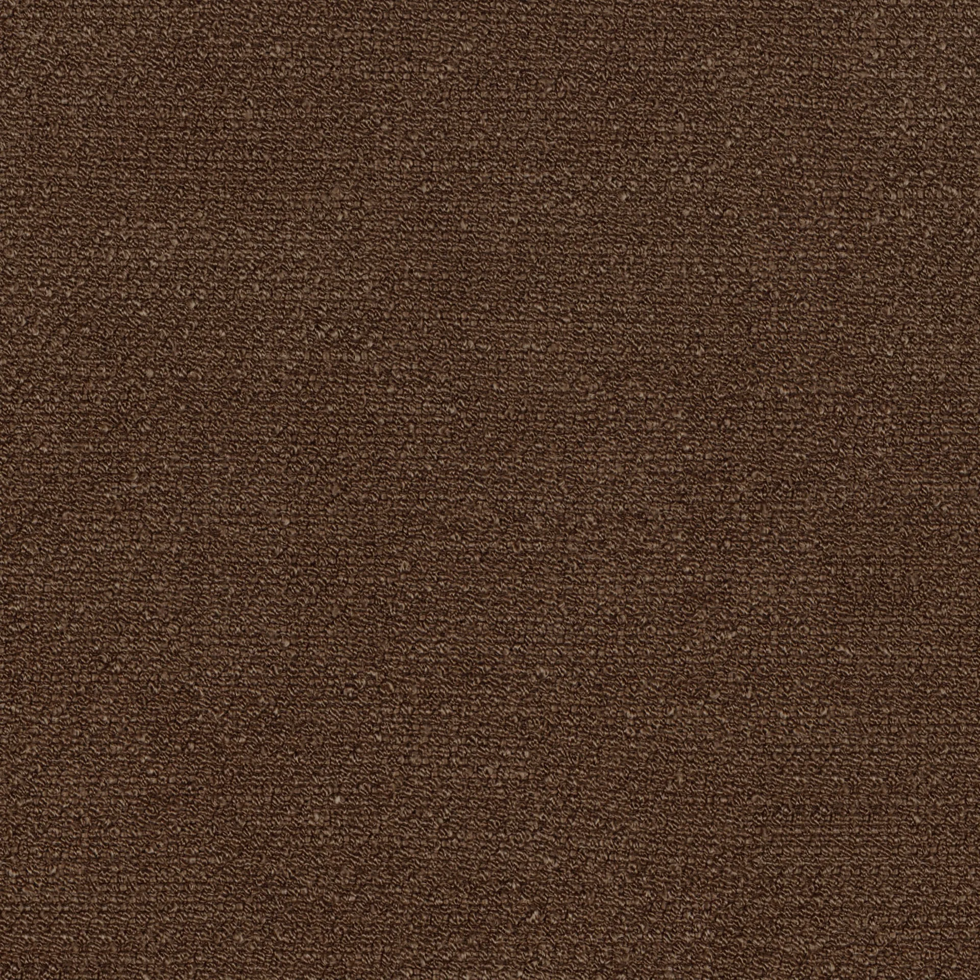 Close-up view of Audo Bouclé 07, a highly textured fabric with a nubby surface in a deep brown colour.