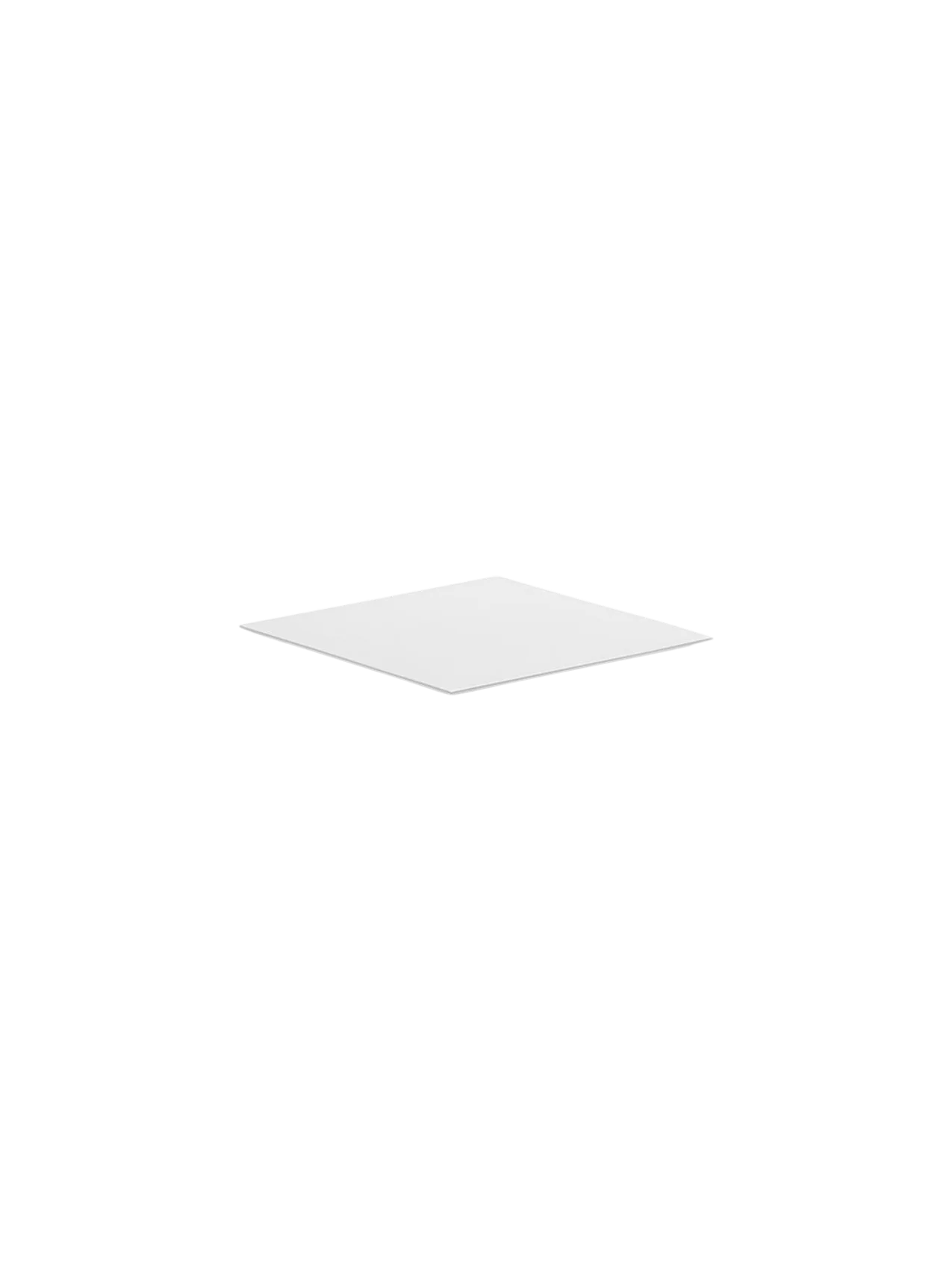 A close-up of the white Base For Line, a thin square plate, shown against a black background.