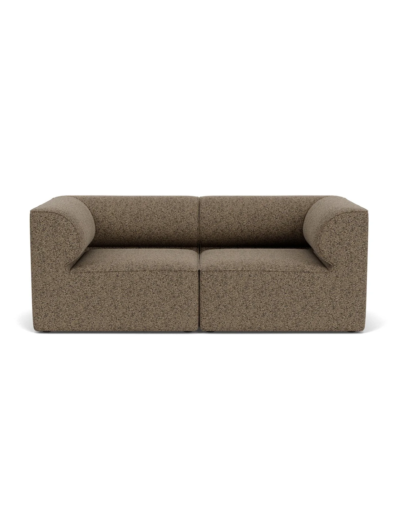 Front view of the Eave Modular Sofa, a 2-seater in textured brown Safire 001 fabric, featuring a low back and curved arms.