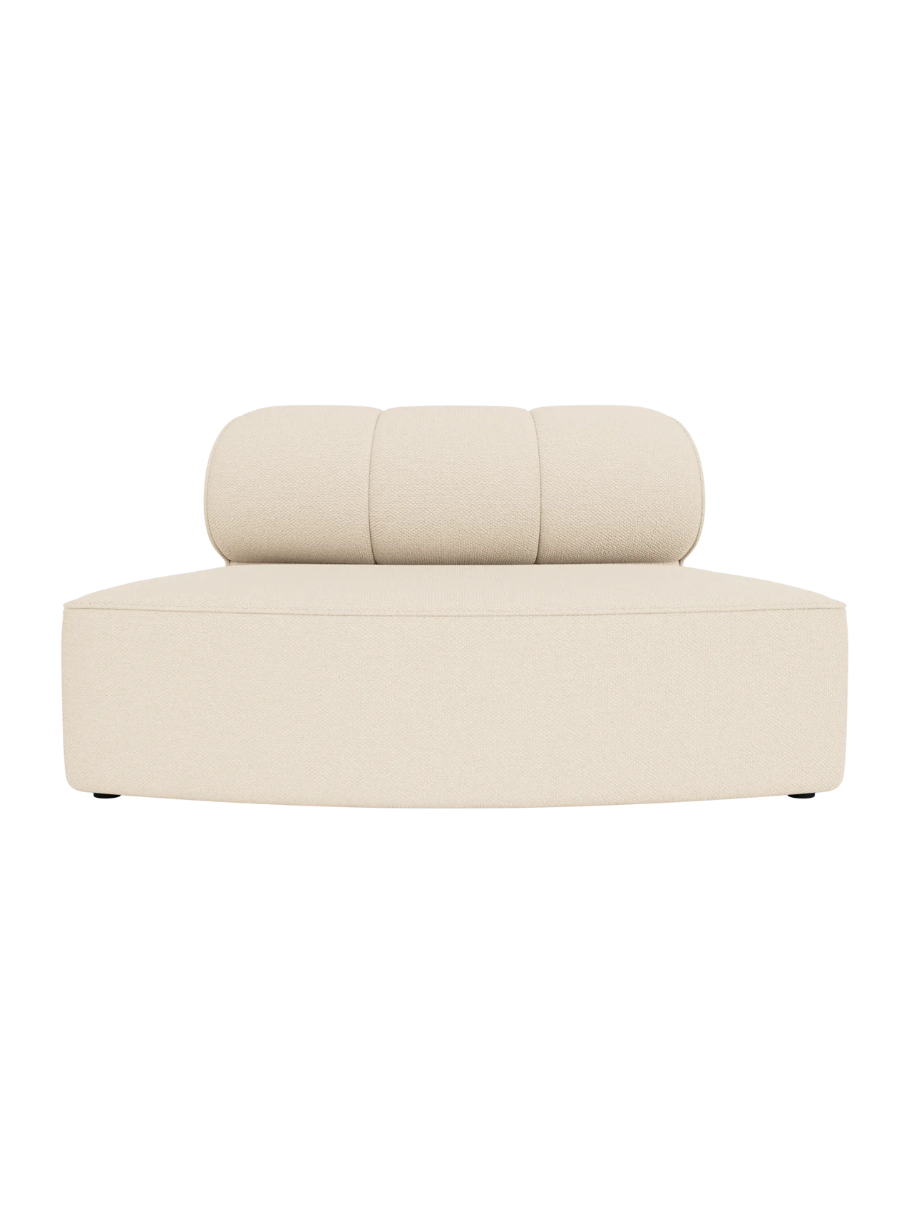 Eave Seamline Modular Sofa Convex Open Section in Logan Jasmine fabric with a curved seat and vertical seam details.