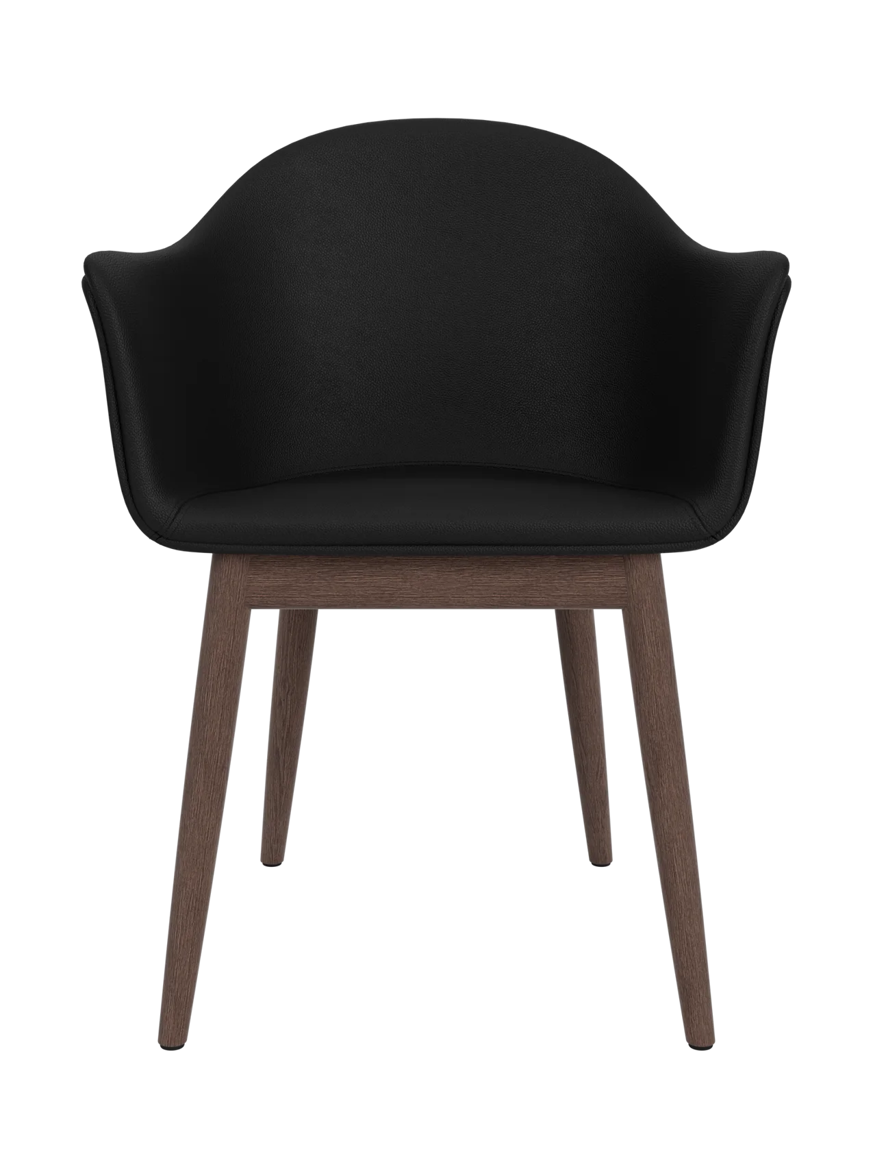 Harbour Dining Chair in black Sierra 1001 upholstery with a dark stained oak wooden base.