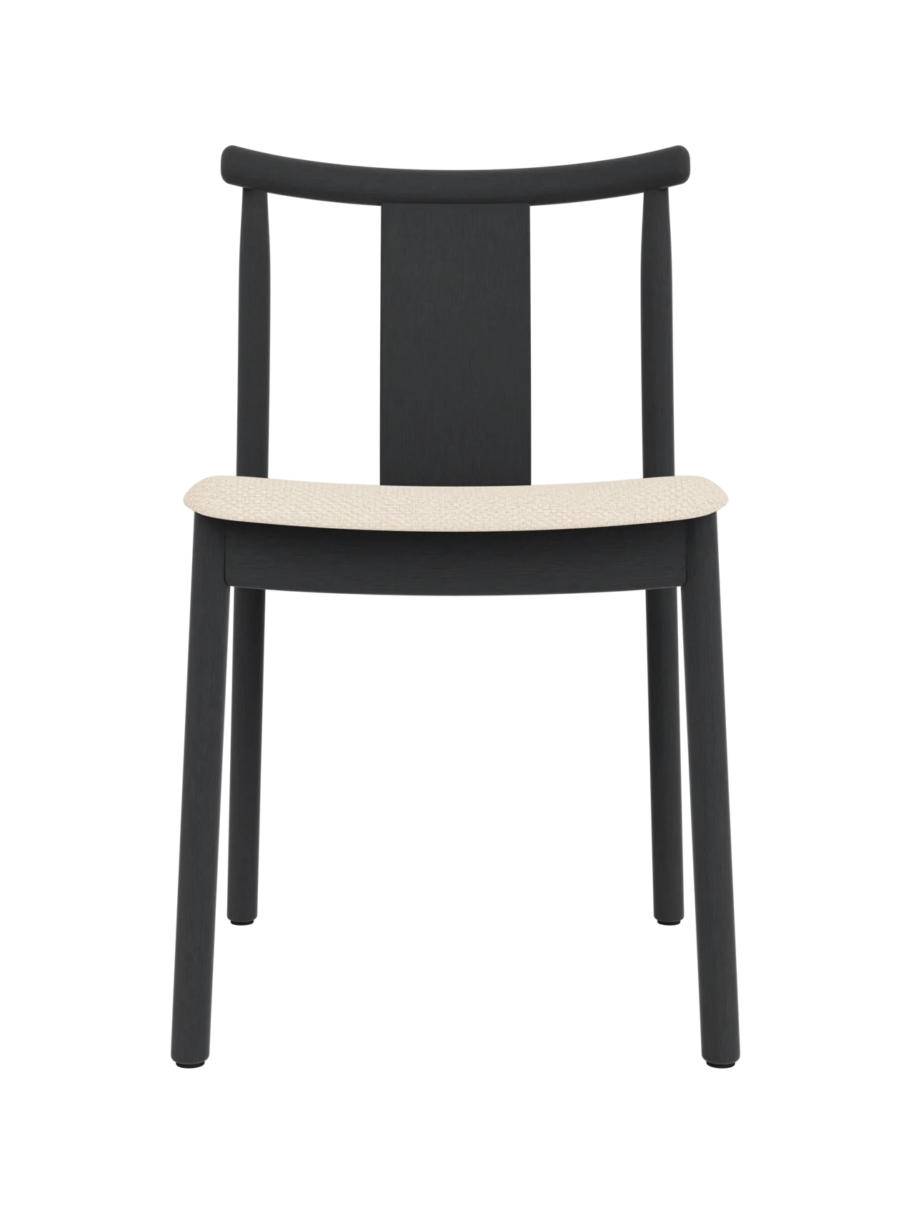 Merkur Dining Chair in black stained oak with a cream Logan Jasmine upholstered seat and a timeless wooden silhouette.