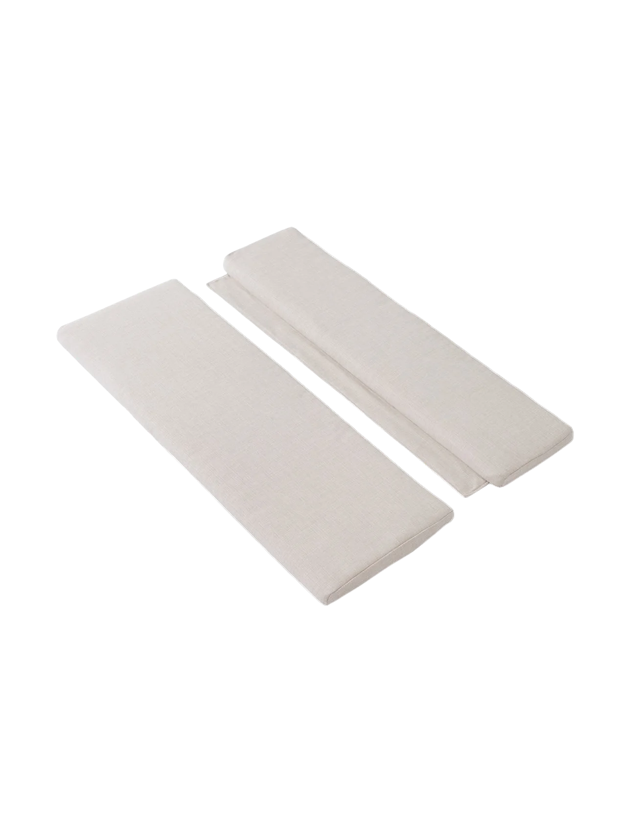Bloss Garden Bench Cushion Set in a soft water-repellent outdoor textile shown from an angle against a black background.