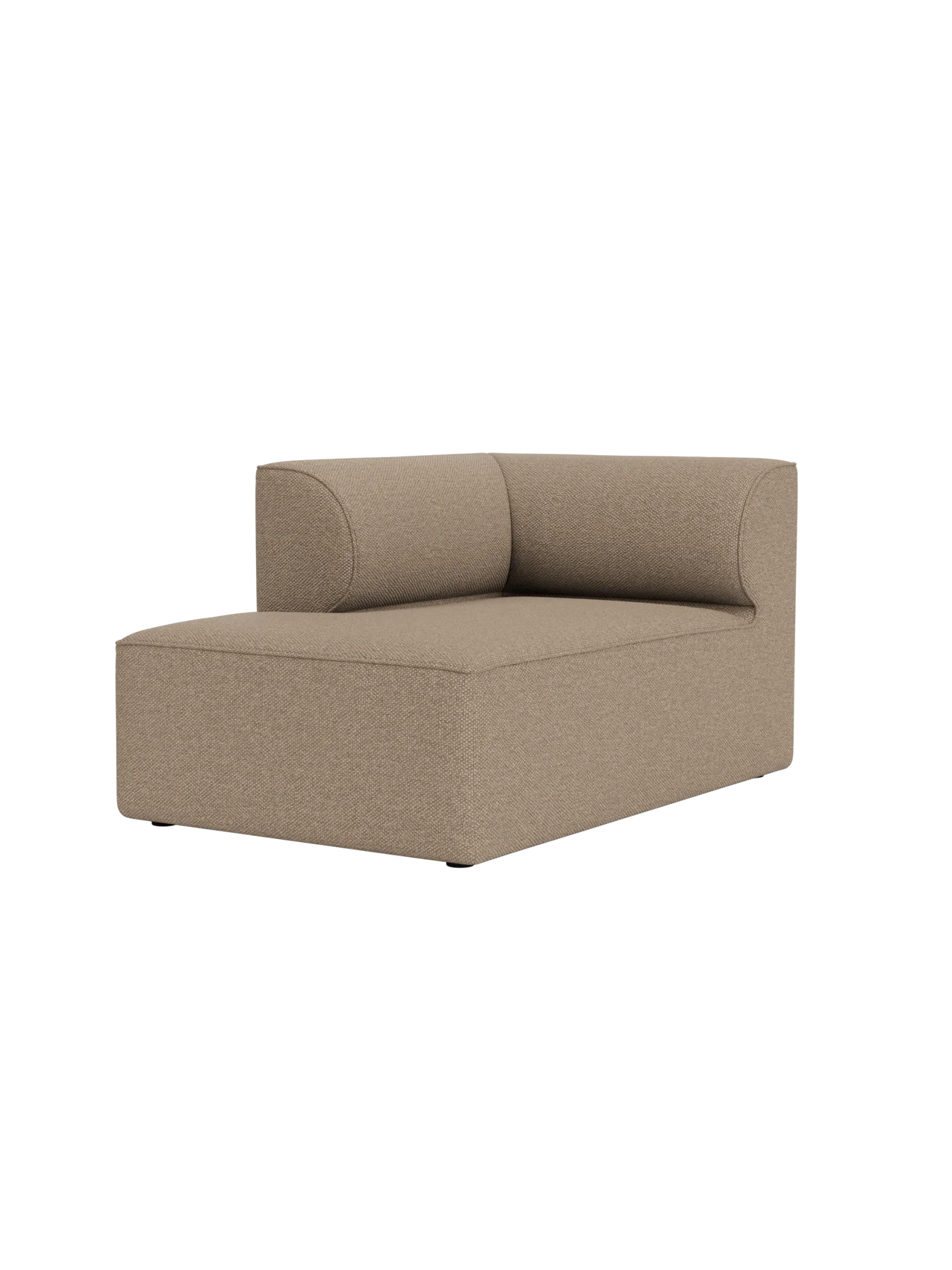 The Eave Modular Sofa Chaise Longue in light brown Logan Flint fabric, with a minimalist low, curved backrest.