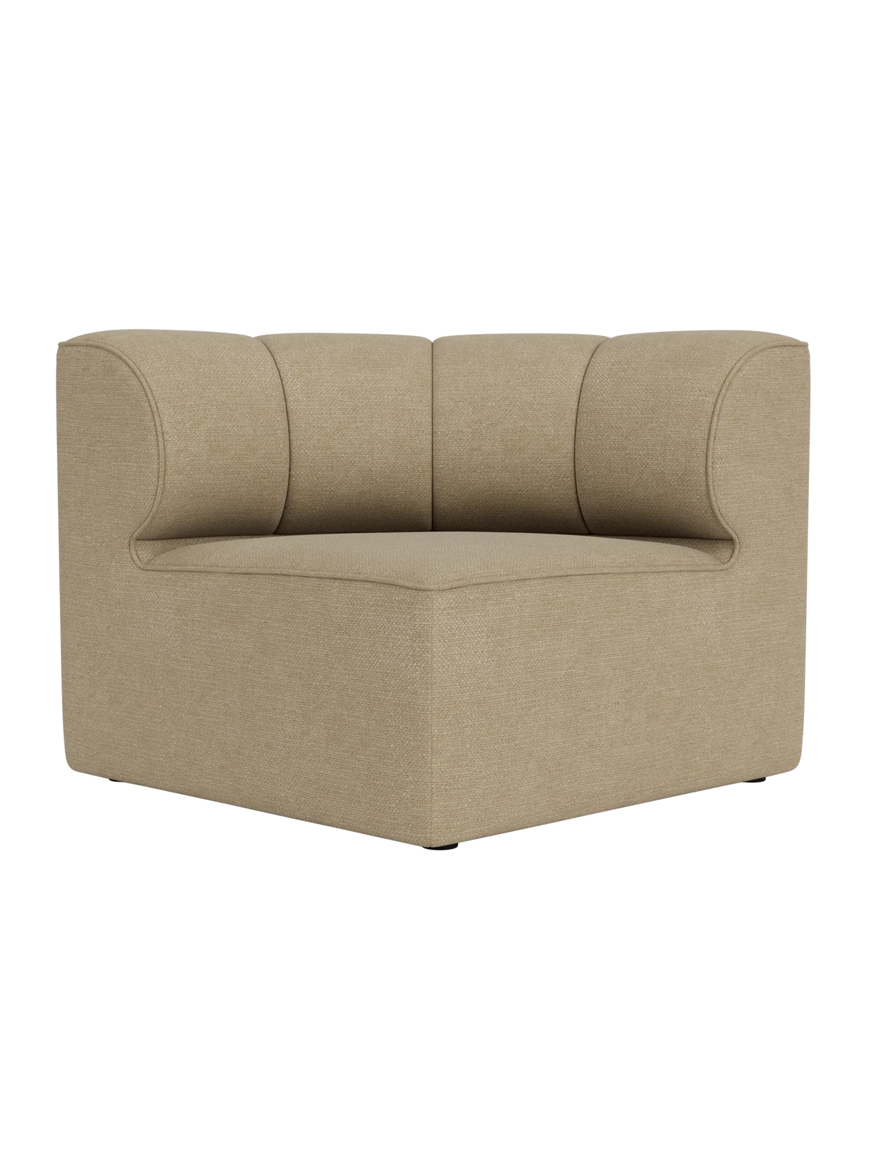 Eave Seamline Modular Sofa Concave Corner in Audo Bouclé 02, featuring a rounded back and textured beige upholstery.