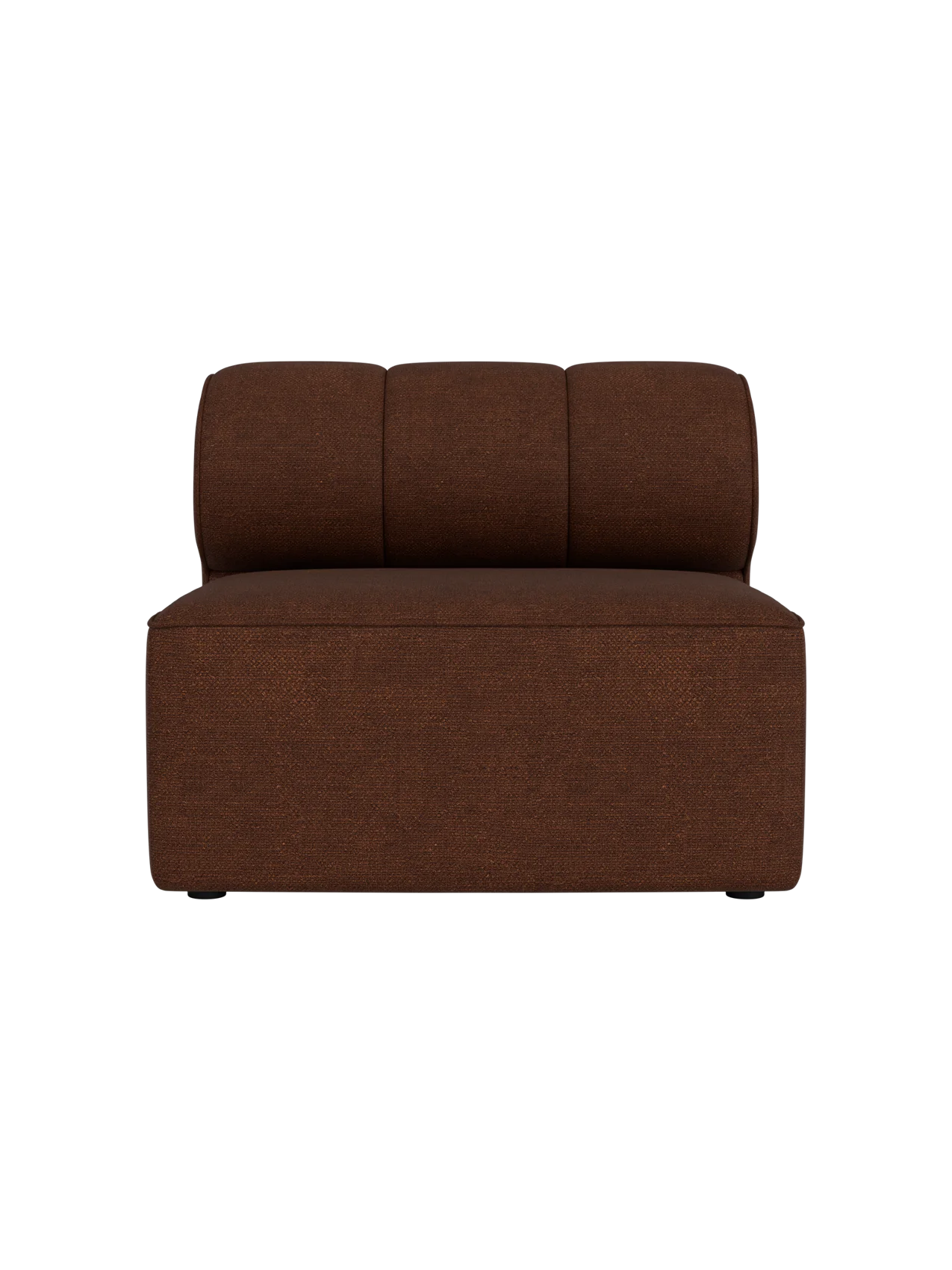 Front view of the Eave Seamline Modular Sofa 86 Open Section in a textured, rust-brown Audo Bouclé 08 fabric.