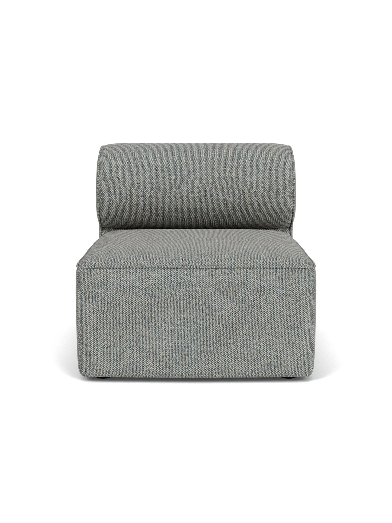 Front view of the Eave Modular Sofa, 96, Open Section, upholstered in a textured grey-blue Safire fabric on white background