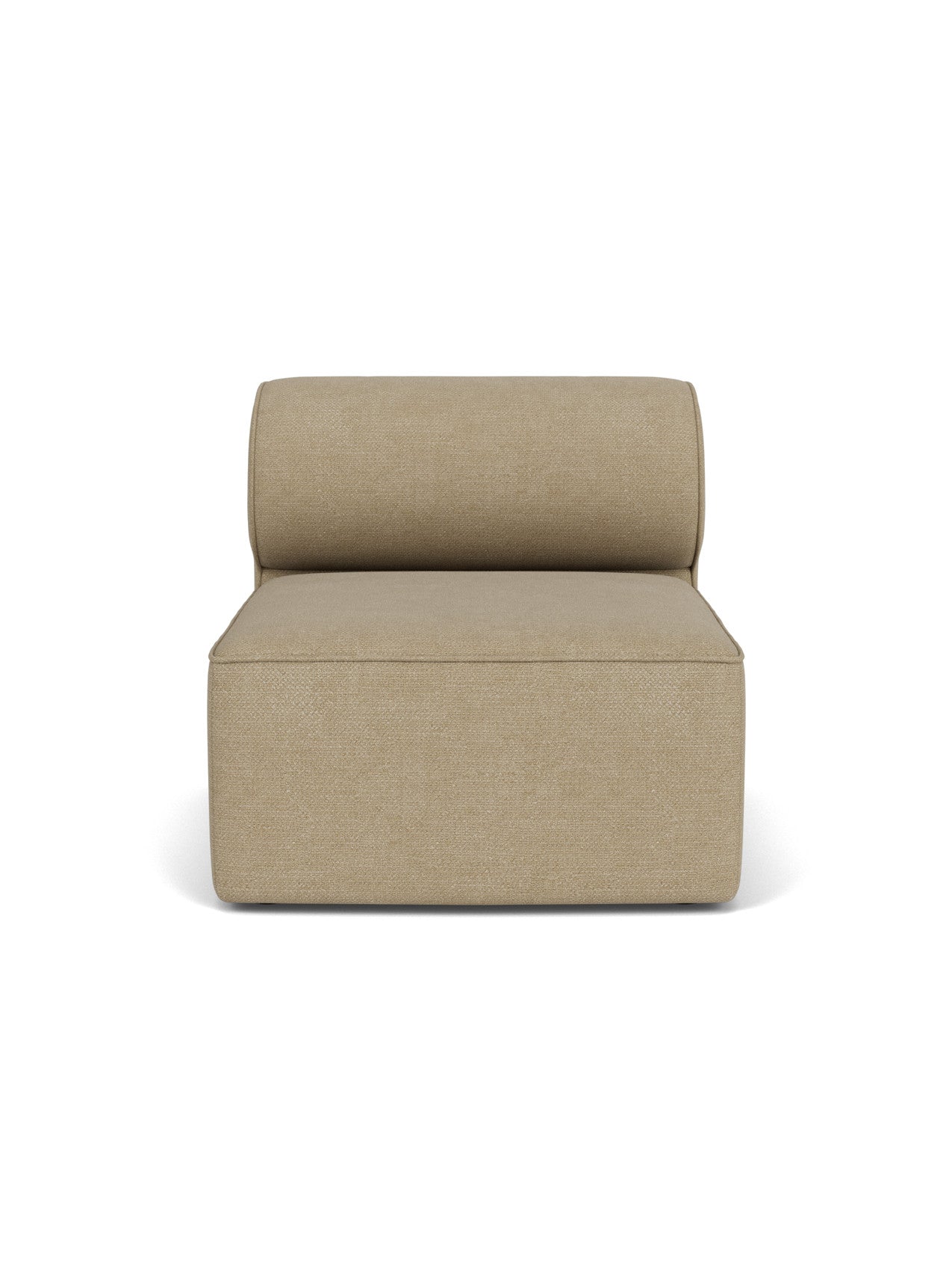 Front view of the Eave Modular Sofa, 96, Open Section module in a light brown bouclé fabric against a white background.