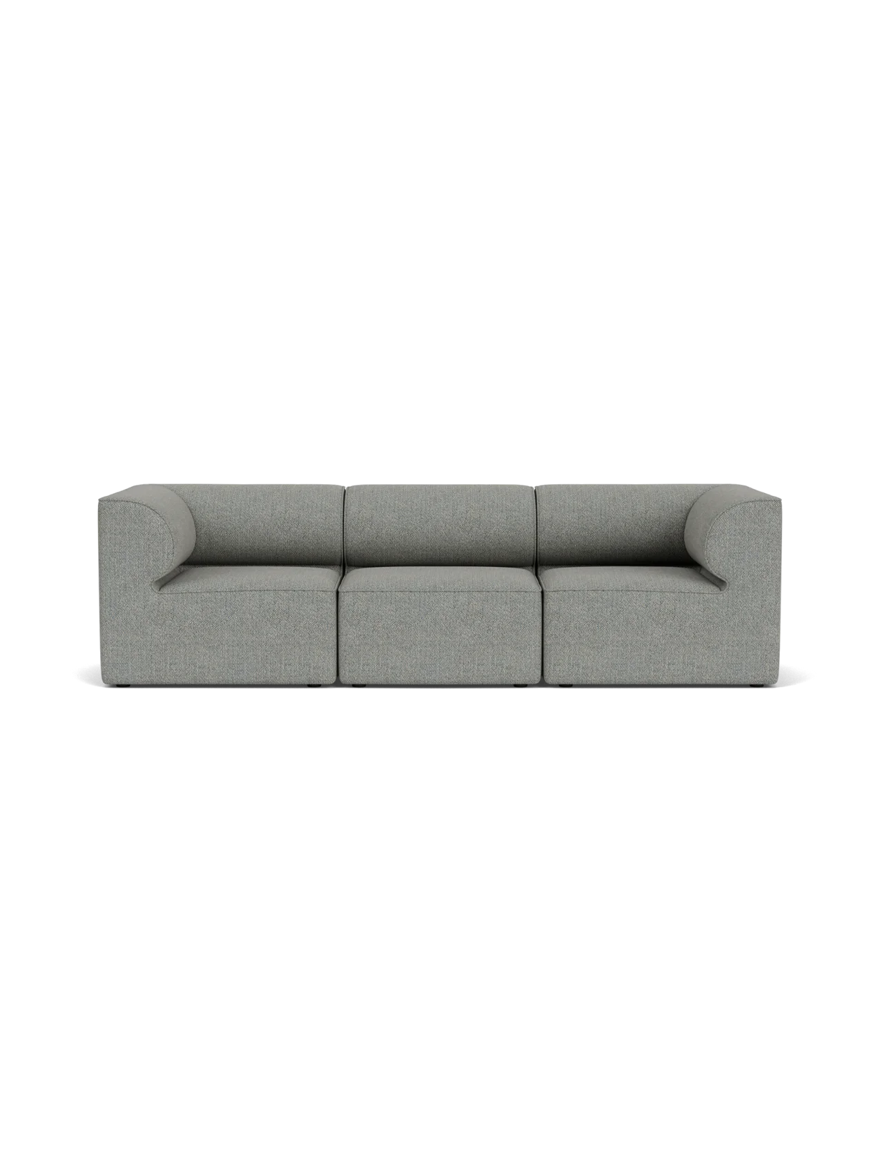 Front view of the Eave Modular Sofa, 86, 3 Seater, Configuration 2, in a light grey Safire 012 textured fabric.