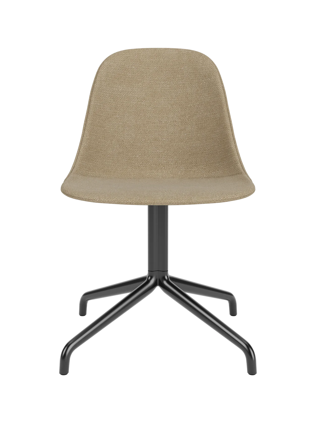 Harbour Side Dining Chair in beige Audo Bouclé 02 upholstery with a sleek black star swivel base.
