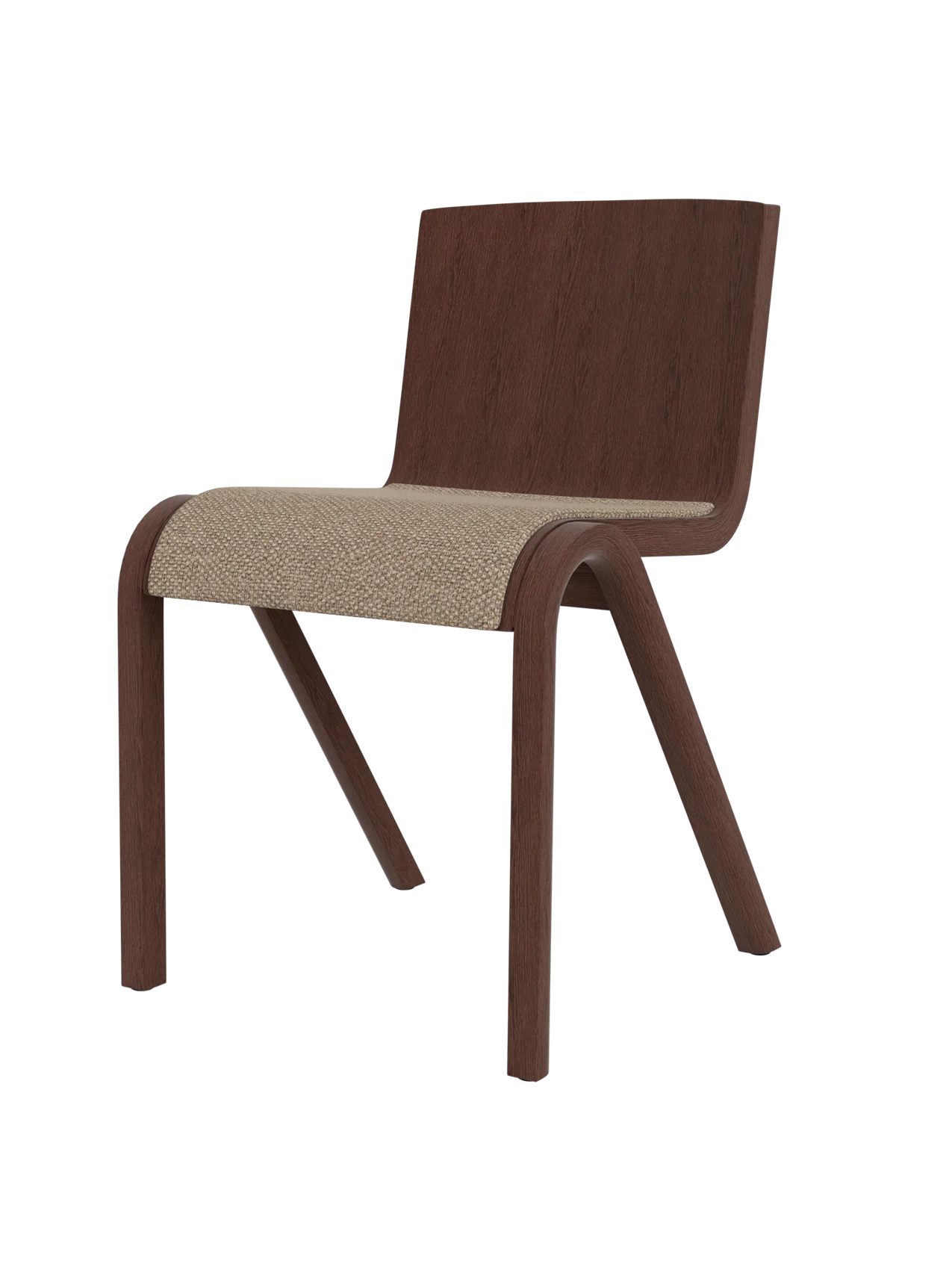 Red stained oak Ready Dining Chair featuring a Logan Flint upholstered seat and an elegant cantilevered wooden frame.