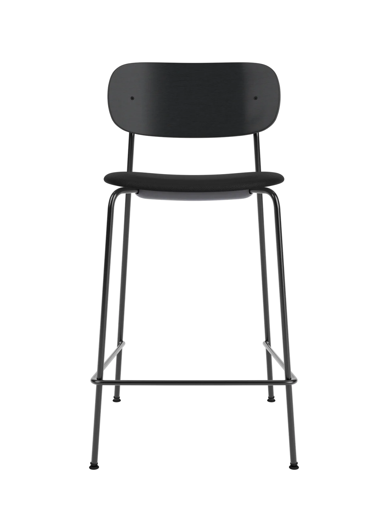 Black Co Counter Chair featuring a Sierra upholstered seat and painted oak back on a slender steel frame.