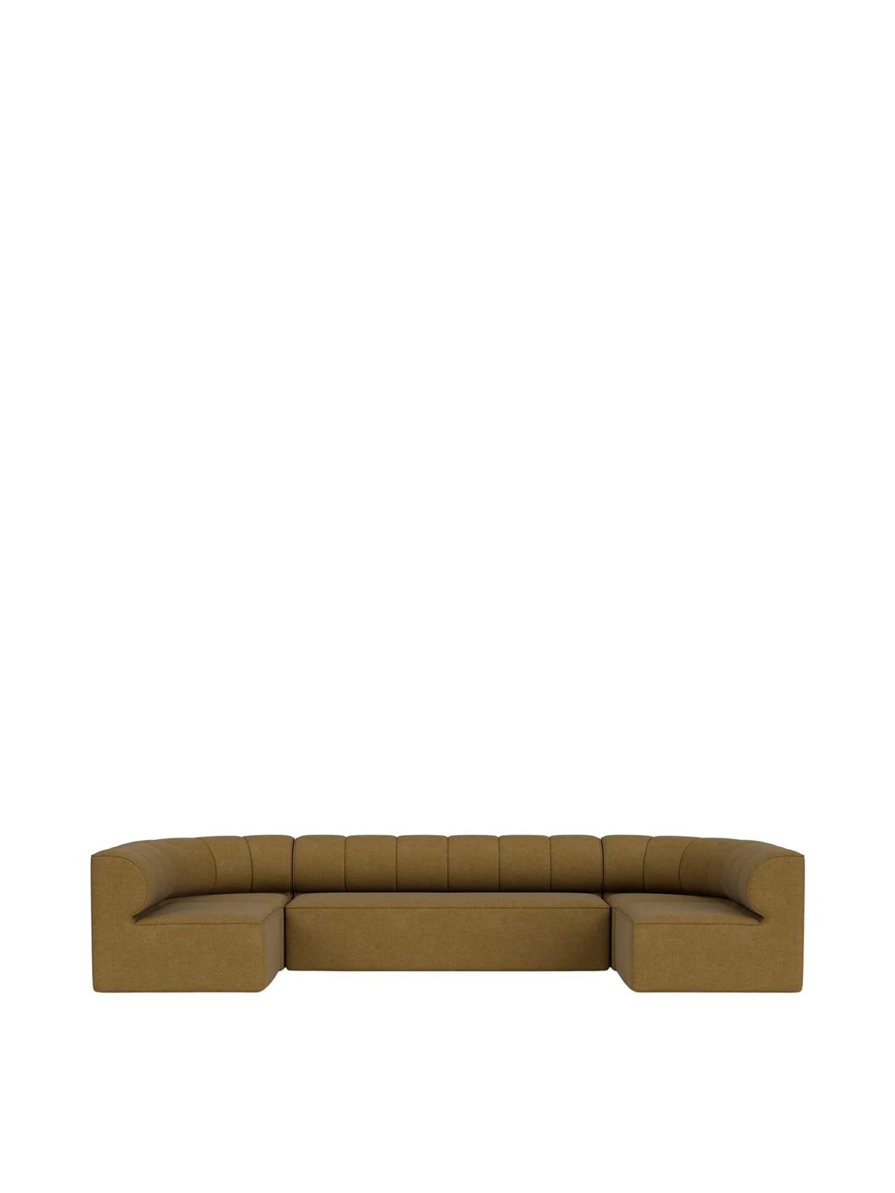 Front view of the Eave Seamline Modular Sofa 86, 4-Seater, Configuration 2, a large U-shaped sofa in a brown textured fabric.