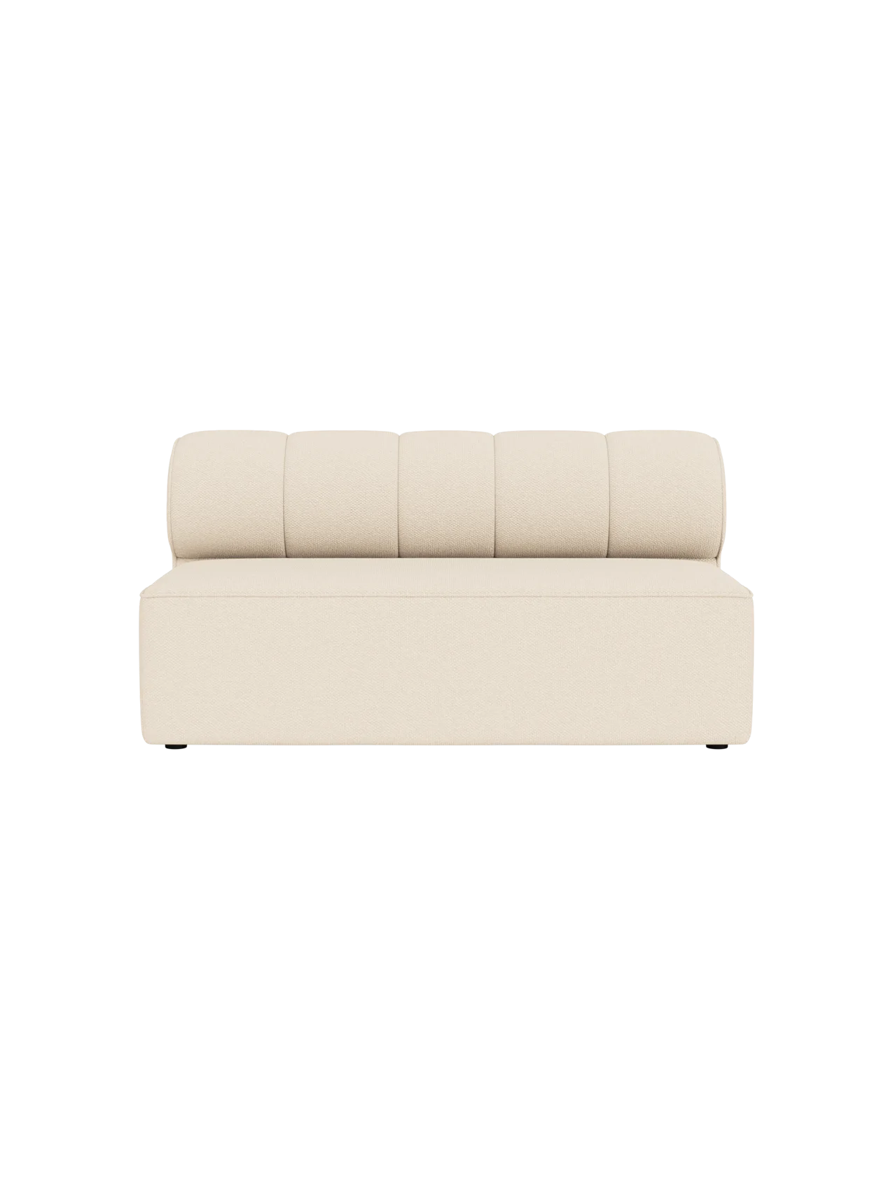 A front-on photograph of the Eave Seamline Modular Sofa, Open Section 172, upholstered in a light cream Logan Jasmine fabric.