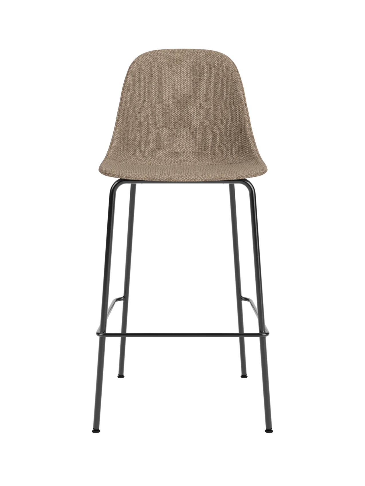 Harbour Side Counter Chair in Logan Flint upholstery with a slender black powder-coated steel base and footrest.
