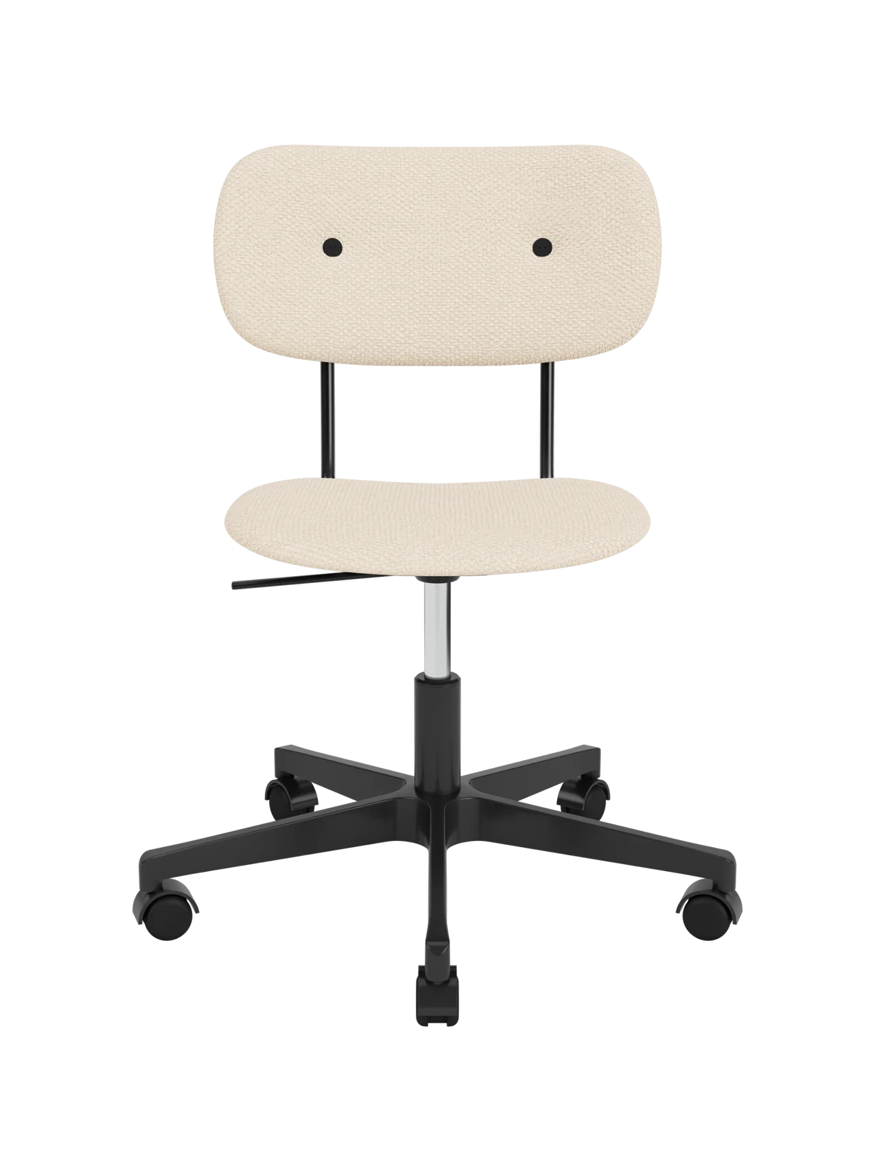 Cream Logan Jasmine upholstered Co Task Chair with a black five-star swivel base and casters.