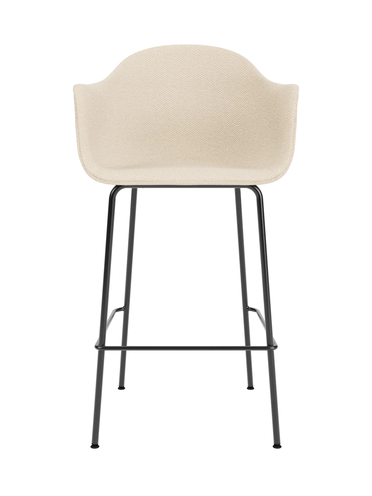 Harbour Bar Chair in Logan Jasmine cream upholstery with a slim black powder-coated steel base.