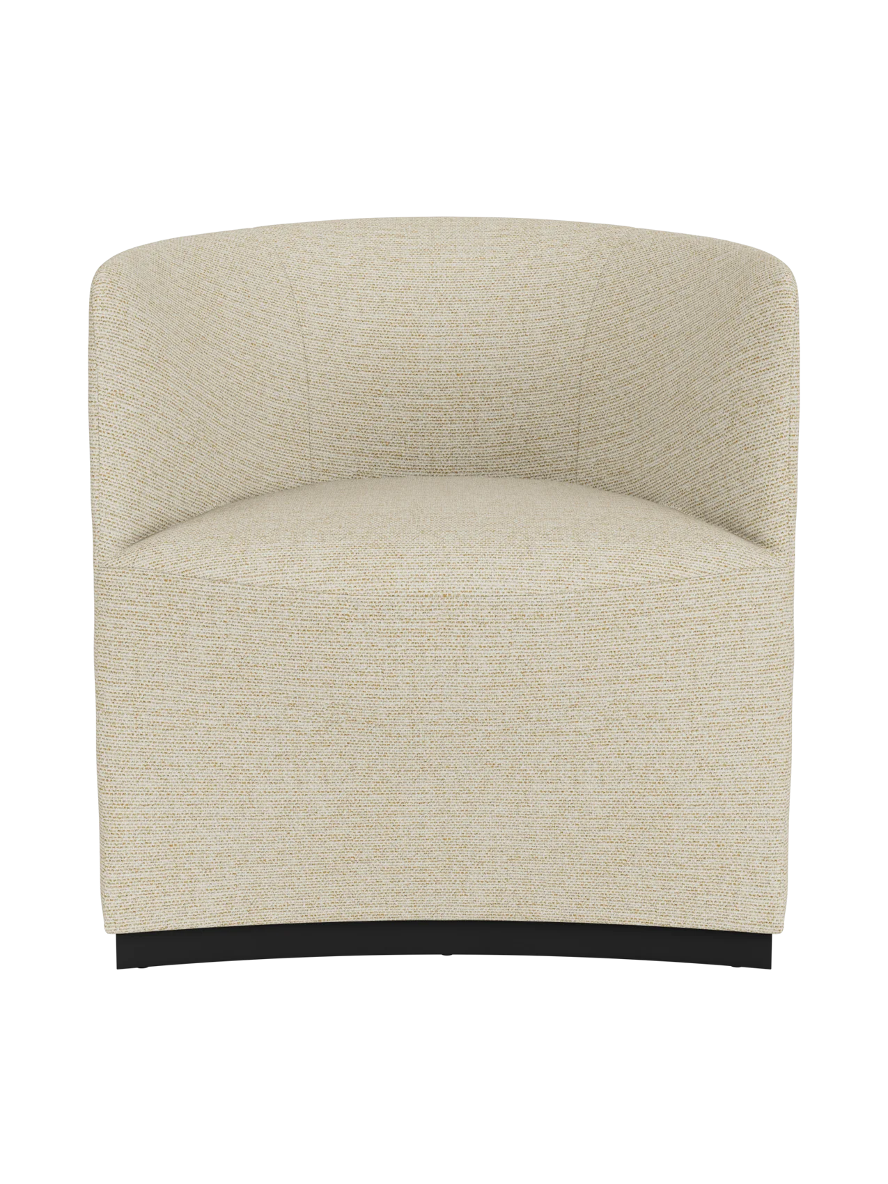 Front view of the Tearoom Club Chair in a light, textured Savanna 202 fabric, featuring a curved back and a dark base.