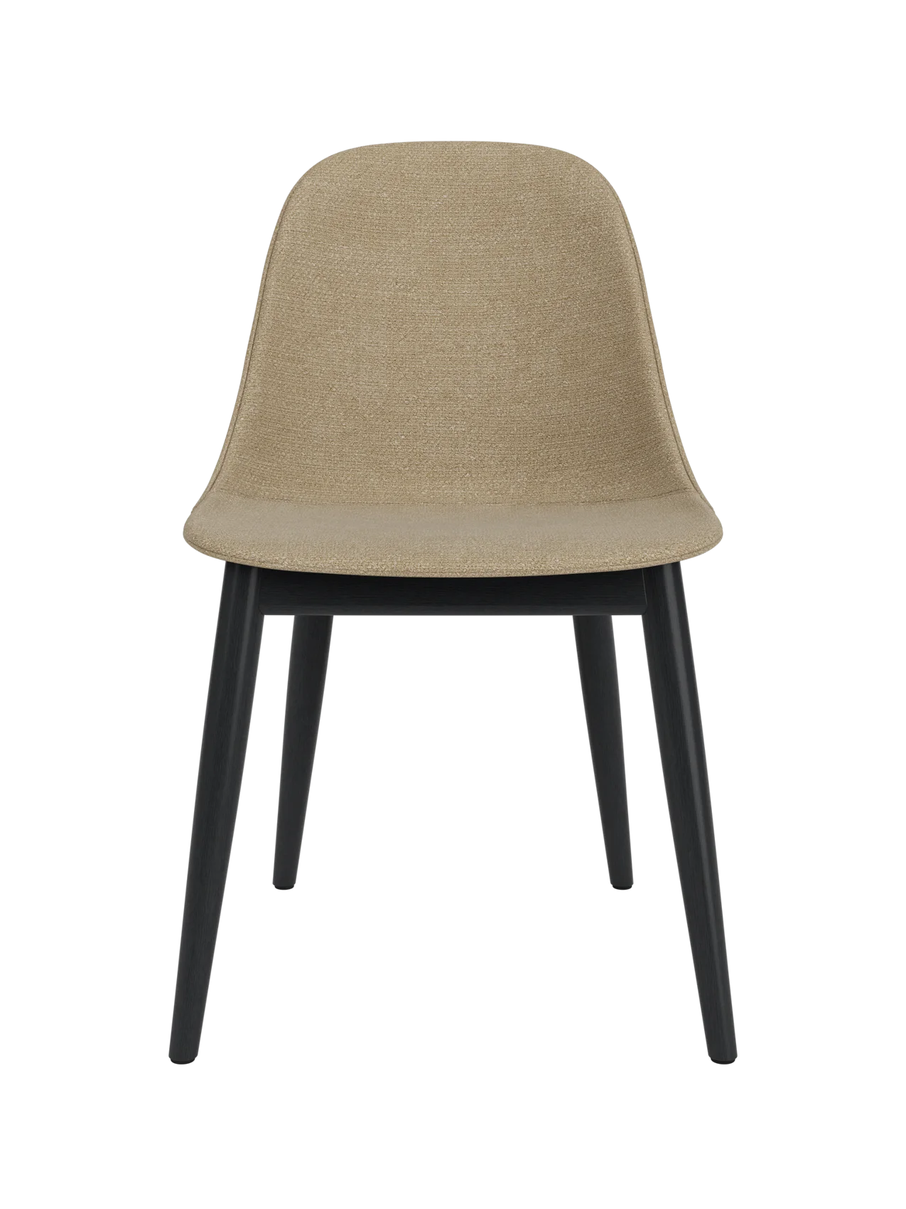 Harbour Side Dining Chair featuring beige Audo Bouclé 02 upholstery and a black painted oak wooden base.