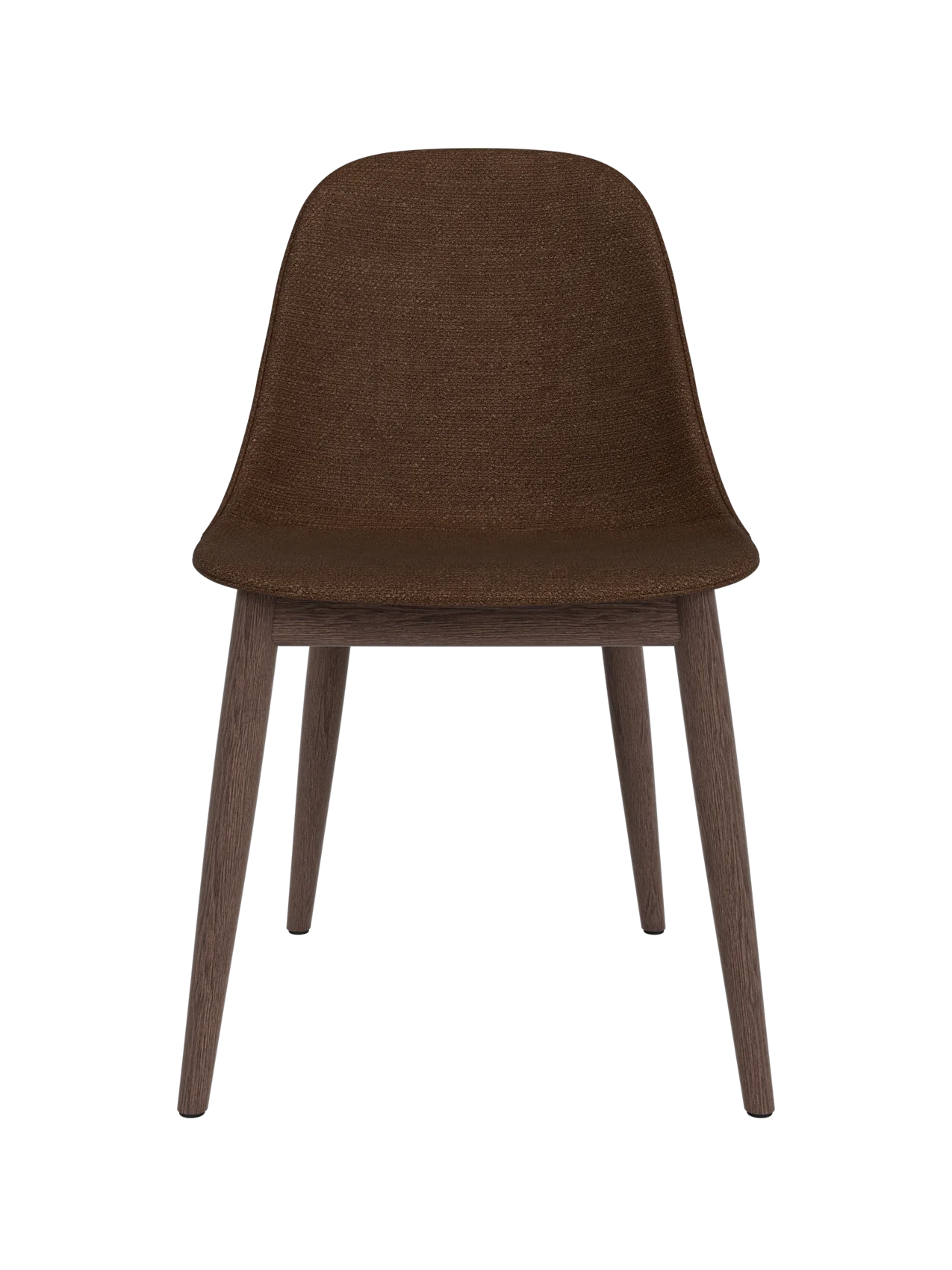 Harbour Side Dining Chair featuring brown Audo Bouclé 07 upholstery and a dark stained oak wooden base.