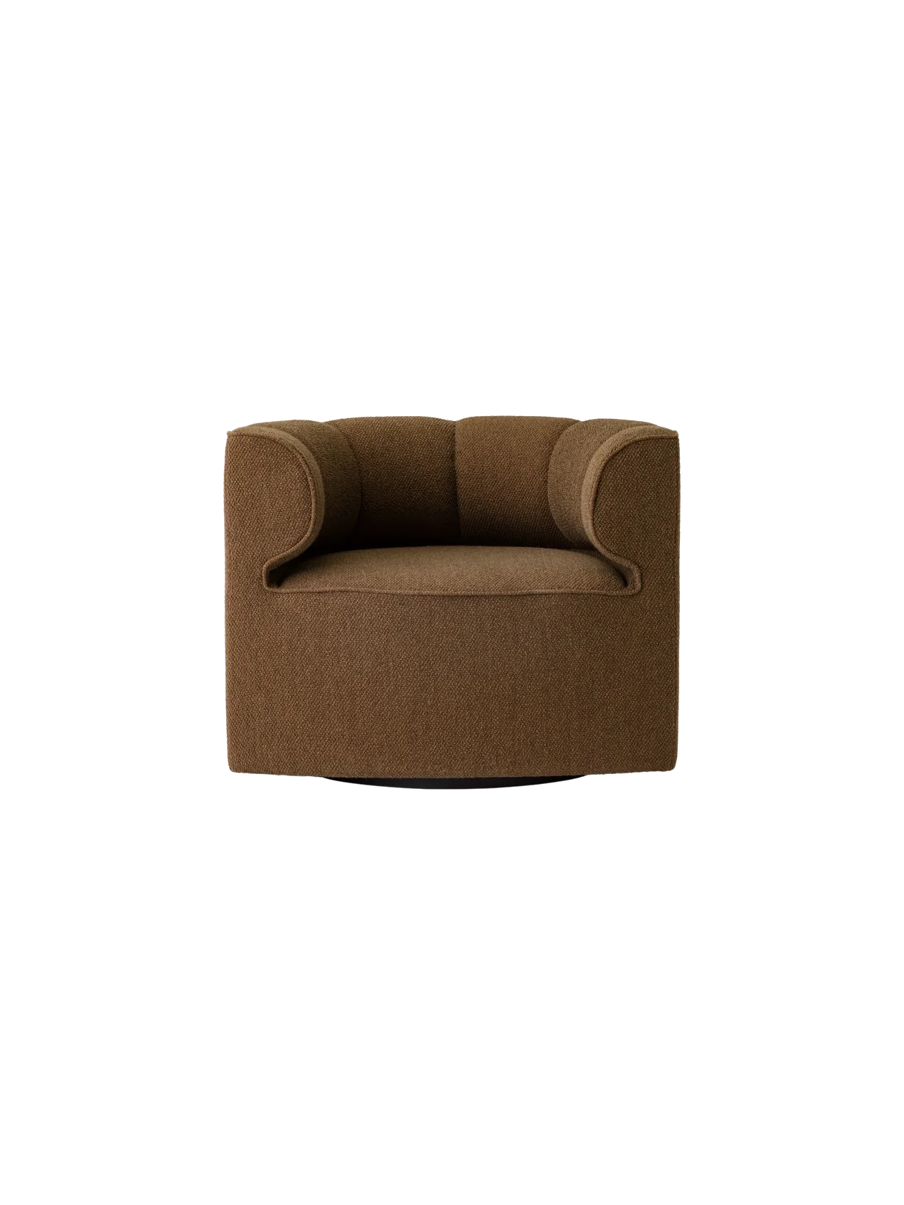 Textured brown Eave Seamline Lounge Chair in Logan Nutmeg, a modern upholstered armchair with a curved silhouette.