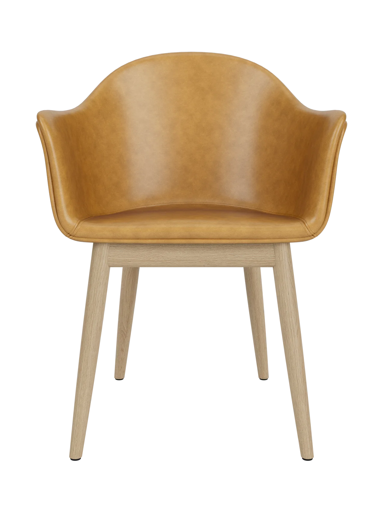 Harbour Dining Chair featuring a natural oak wooden base and tan Dakar 0250 leather upholstery.