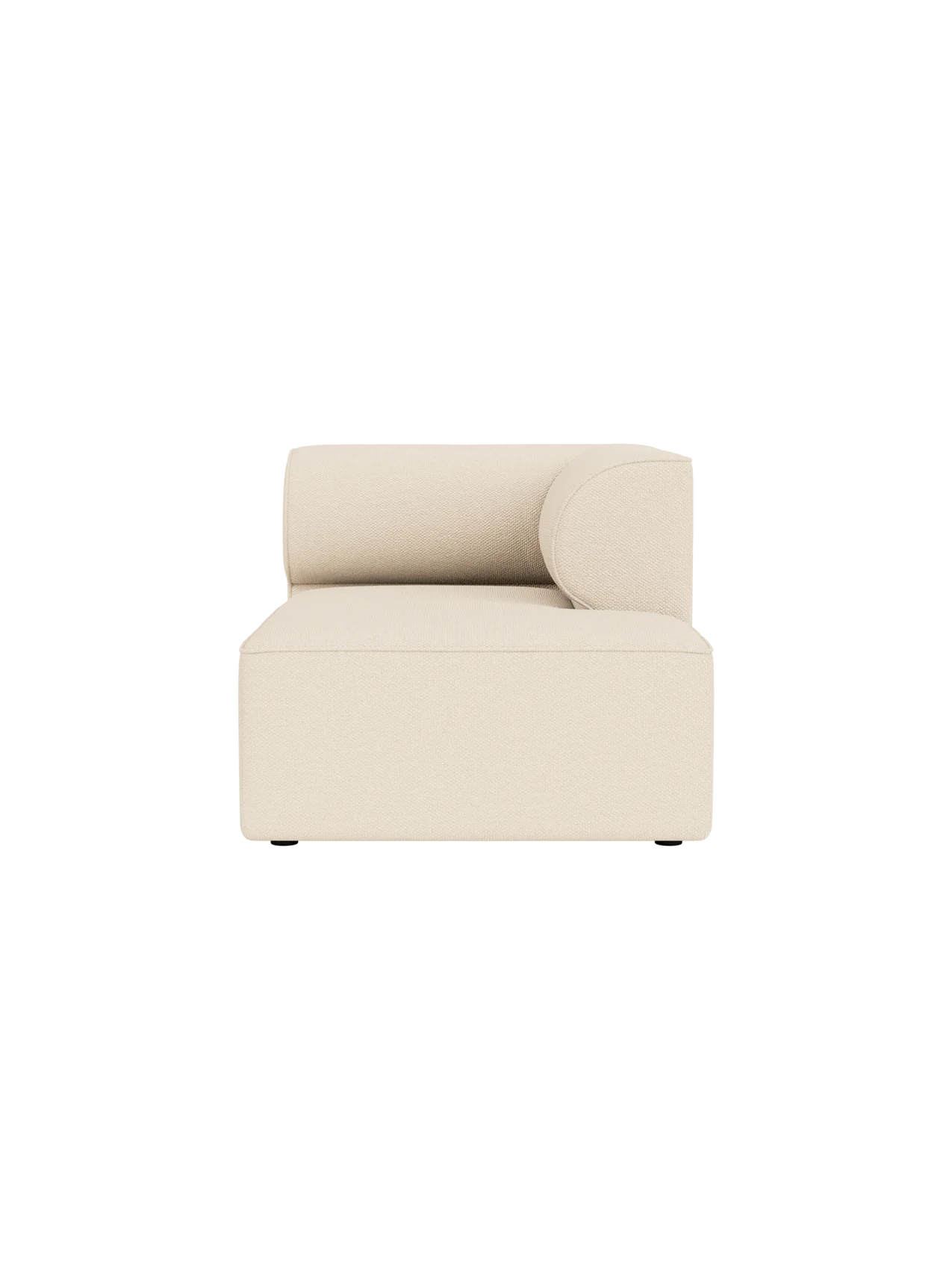 Front view of the Eave Modular Sofa Chaise Longue in cream Logan Jasmine fabric, featuring a low back and rounded armrest.