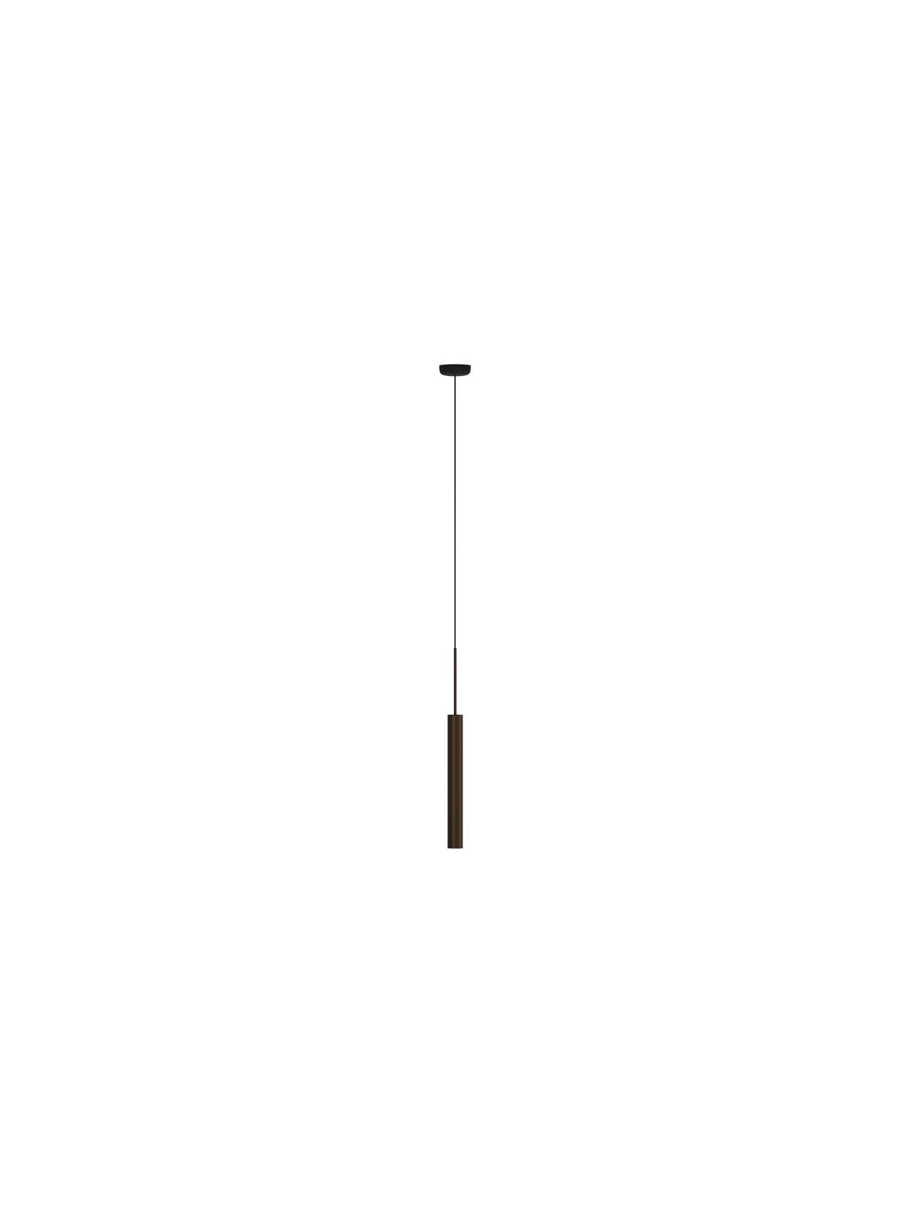Front view of the reeded aluminium Tubulaire Pendant Lamp in a bronzed brass finish against a black background.