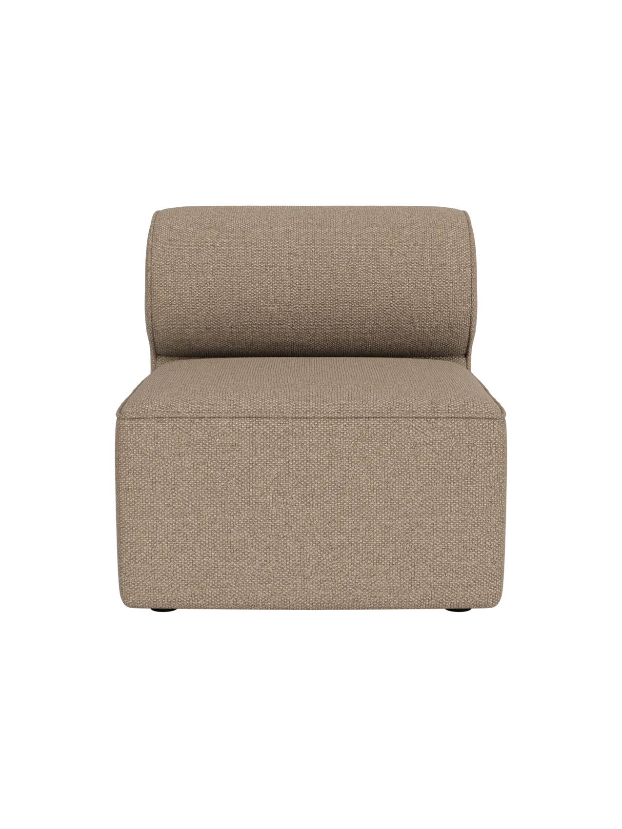 Front view of the Eave Modular Sofa 86 Open Section, upholstered in textured, light brown Logan Flint fabric.