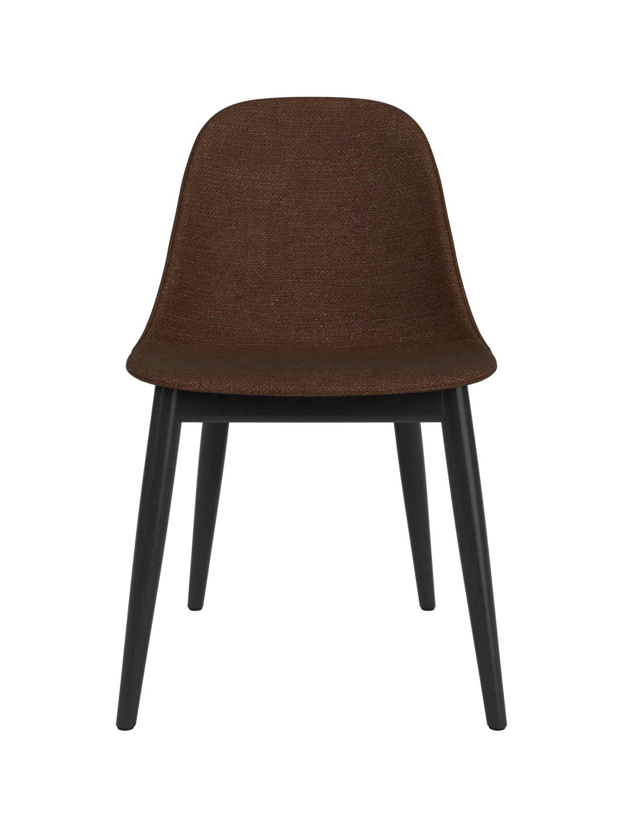Harbour Side Dining Chair with brown Audo Bouclé 07 upholstery and a black painted oak wooden base.