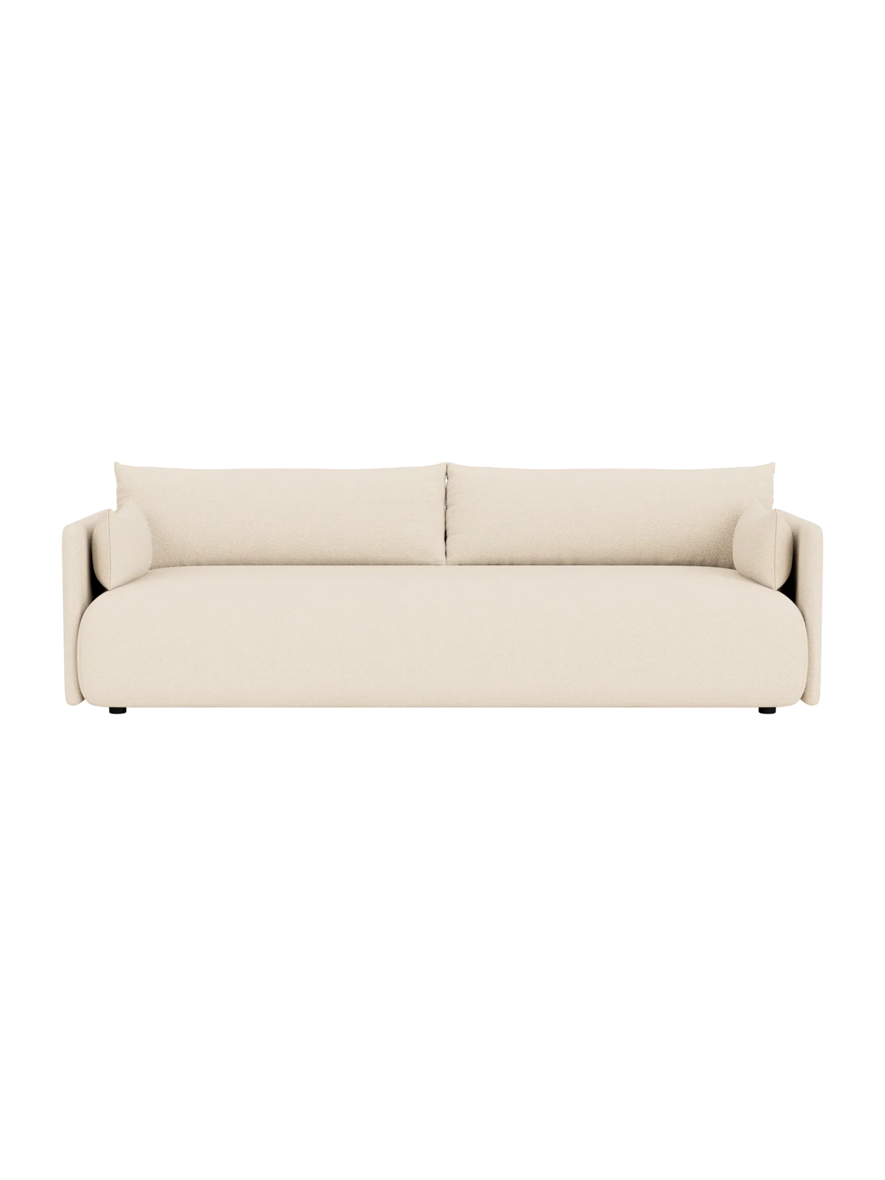 A top-down, bird's-eye view of the three-seater Offset Sofa, shown in a light-coloured Logan Jasmine upholstery.