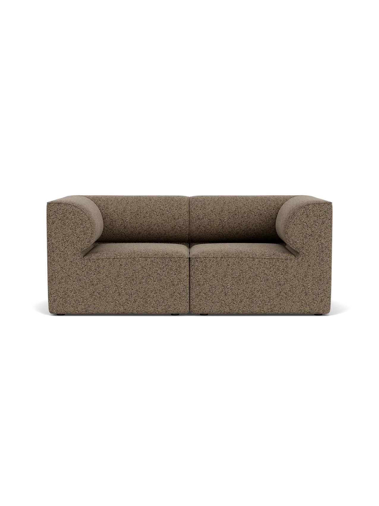 Front view of the Eave Modular Sofa, 86, 2 Seater, Configuration 1, upholstered in textured brownish-beige Safire 001 fabric.