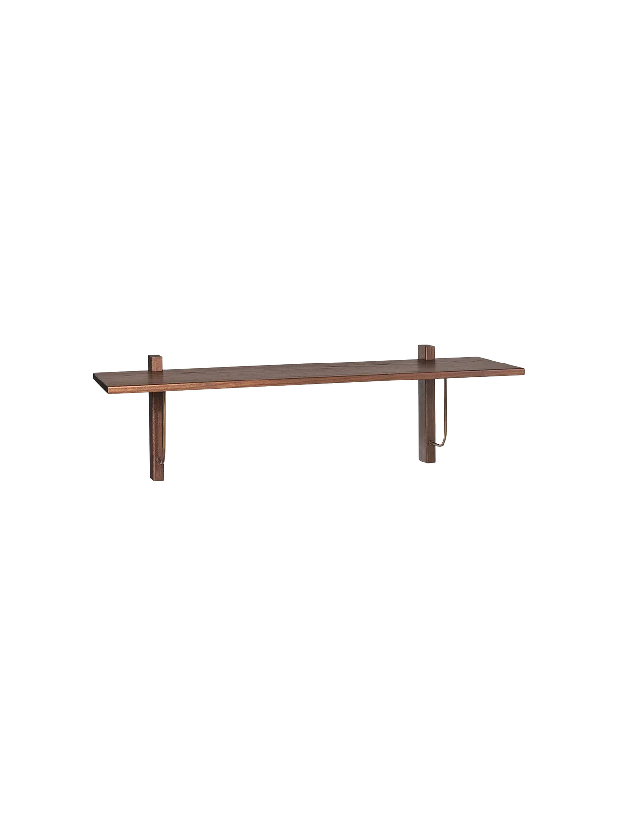 An angled view of the Corbel Shelf in dark stained oak, shown against a black background. The shelf has a serrated edge.