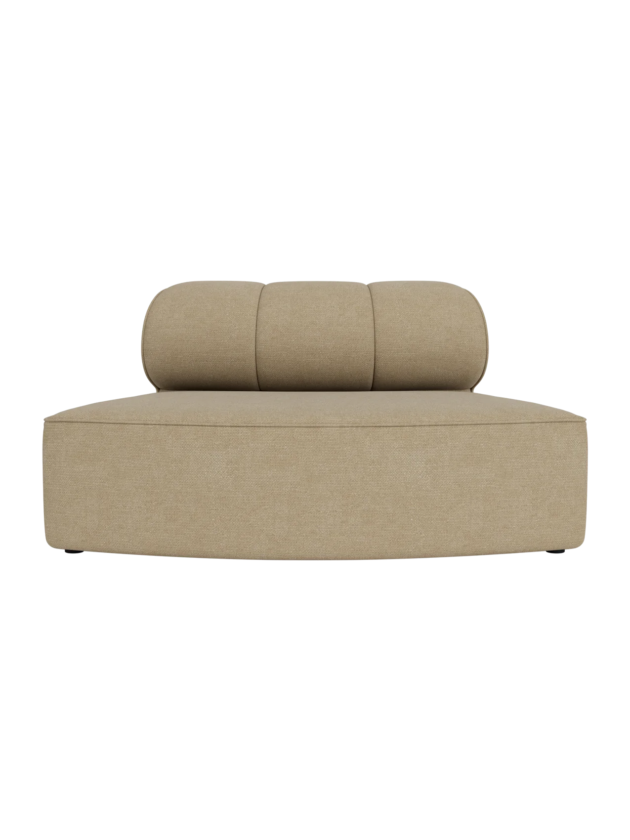 Beige Audo Bouclé 02 upholstered Eave Seamline Modular Sofa Convex Open Section with vertical stitch details.
