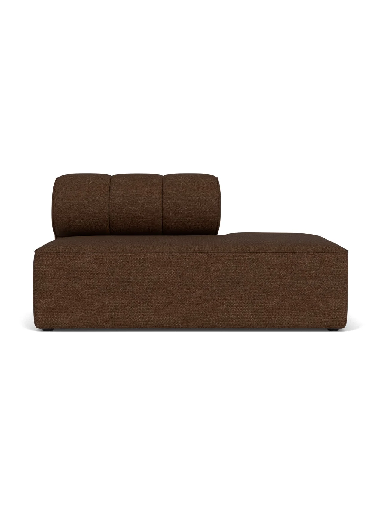 Front view of the Eave Seamline Modular Sofa, 86, Open End module in a dark brown bouclé fabric, shown on a white background.