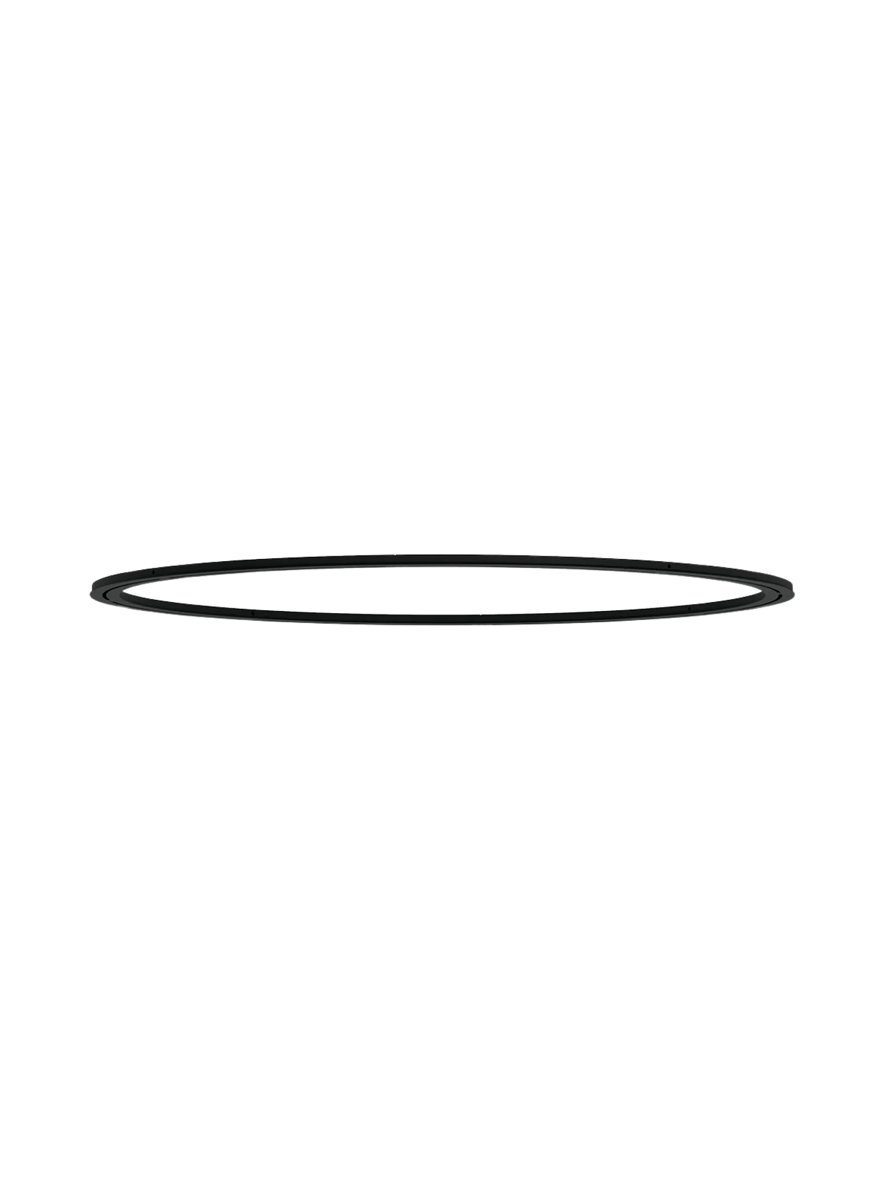 A studio image of the Tubulaire Circular Canopy, Ø157 cm. It is a large, black, powder-coated metal ring for pendant lights.