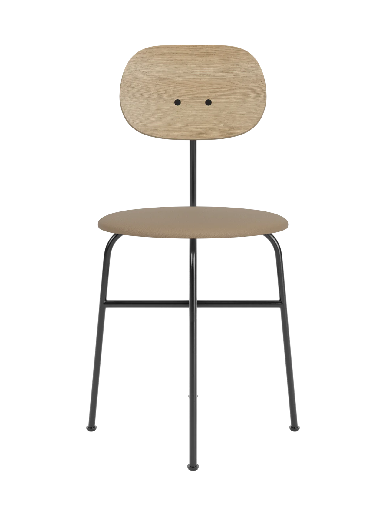 Afteroom Dining Chair Plus with a natural oak back, Sierra 1611 upholstered seat and black powder-coated steel frame.