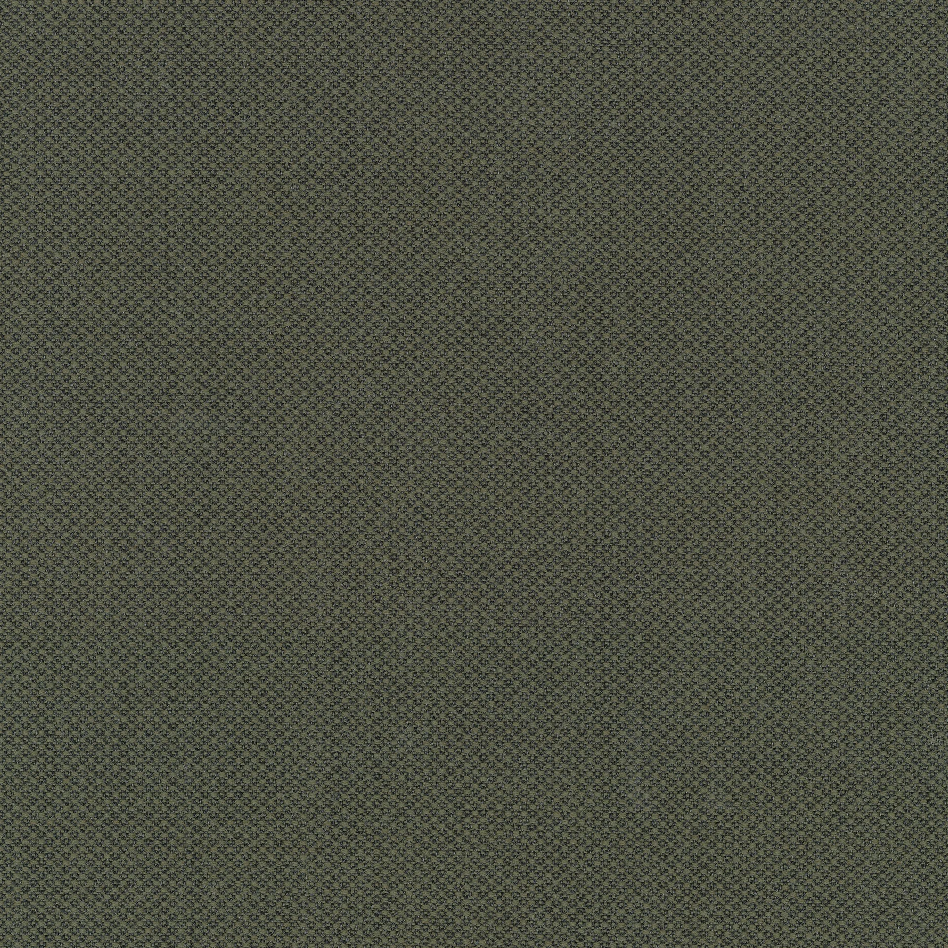 Close-up of olive green woven upholstery fabric with small textured basketweave pattern.