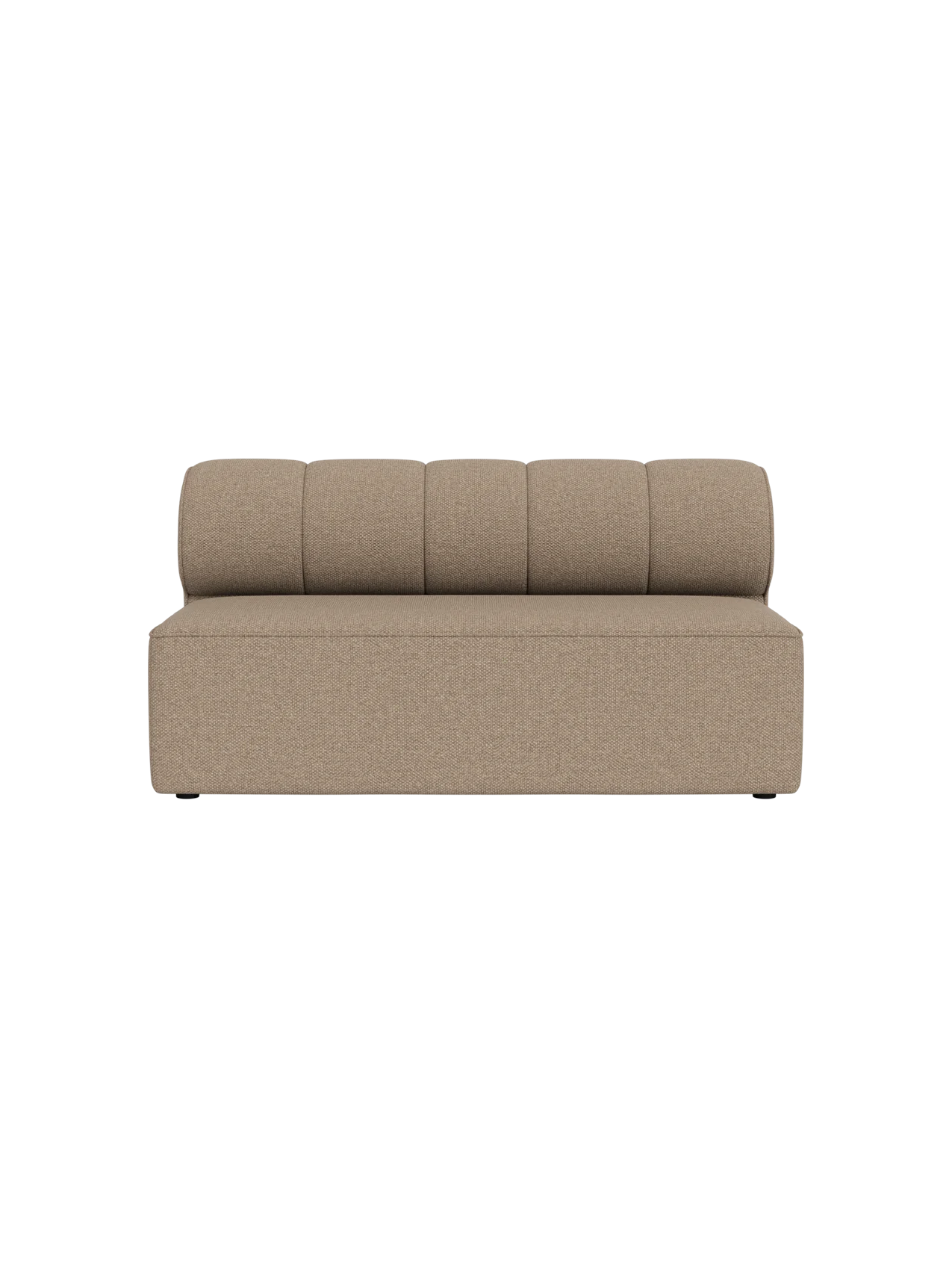 A front view of the Eave Seamline Modular Sofa, Open Section 172, upholstered in a textured, light-brown Logan Flint fabric.