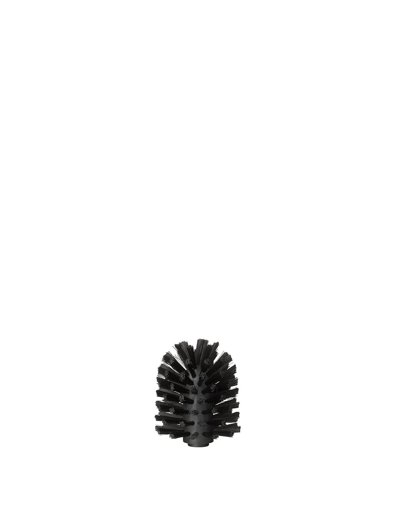 A black, cylindrical replacement head for the Audo CPH Toilet Brush, with black bristles, isolated on a white background.