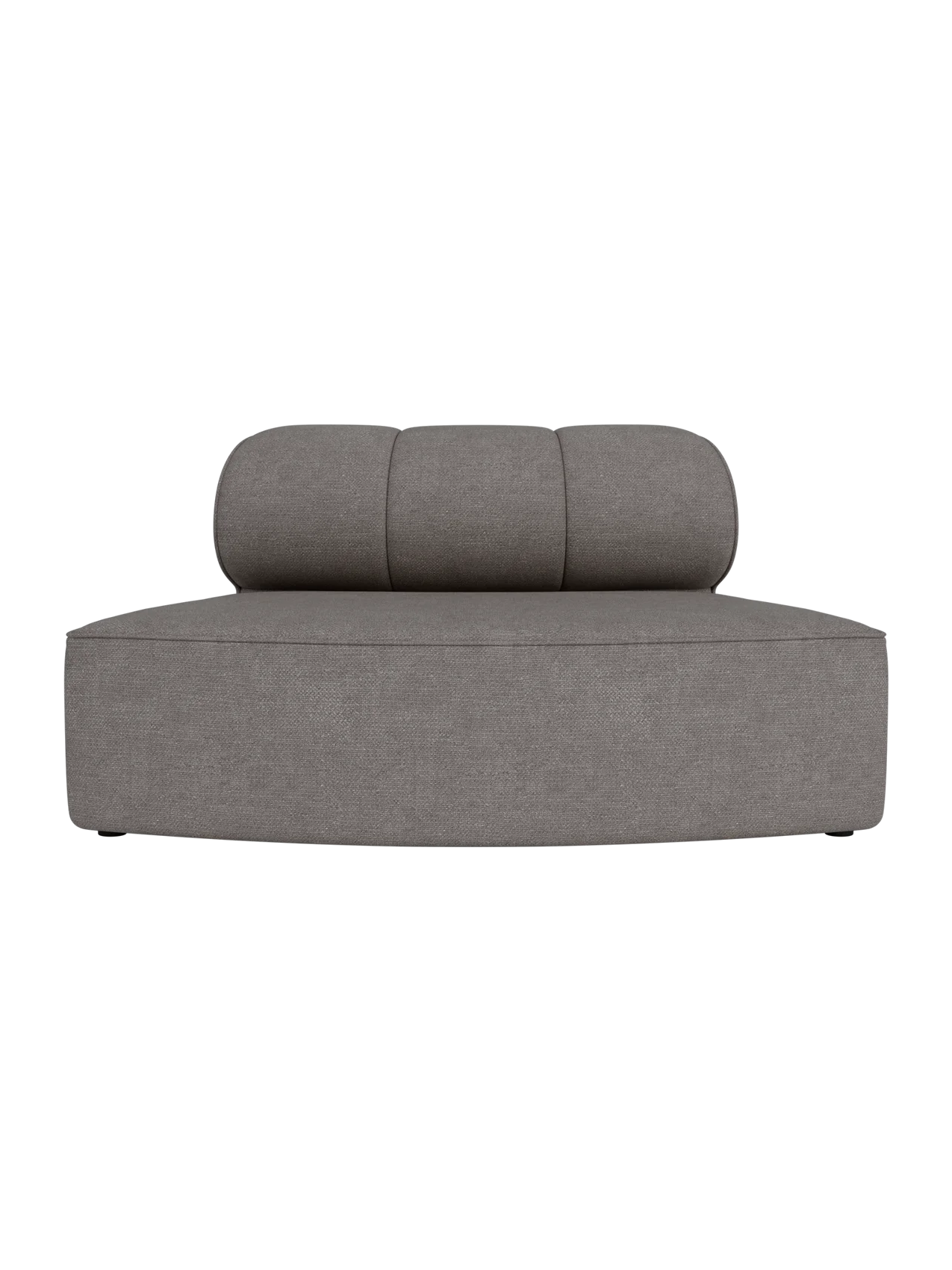Eave Seamline Modular Sofa 86 Convex Open Section in dark grey bouclé fabric with a curved seat and rounded backrest.